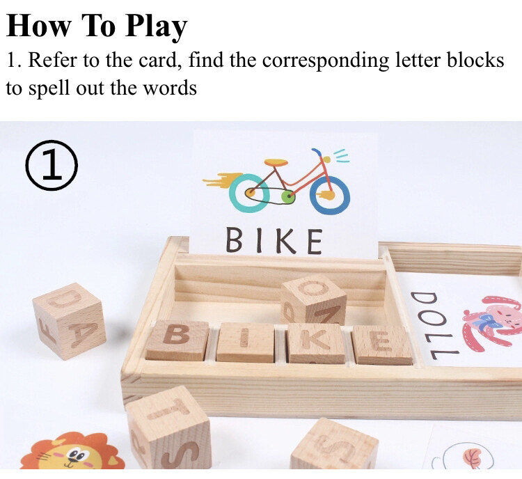 Wood Spelling Words Game Kids Early Educational Toys for Children Learning Wood