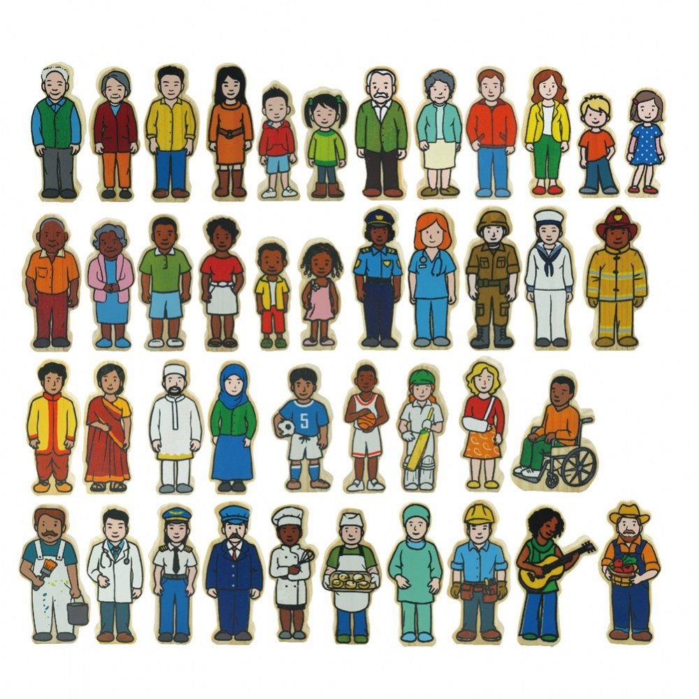 The Freckled Frog Wooden Village People – 42 Pieces