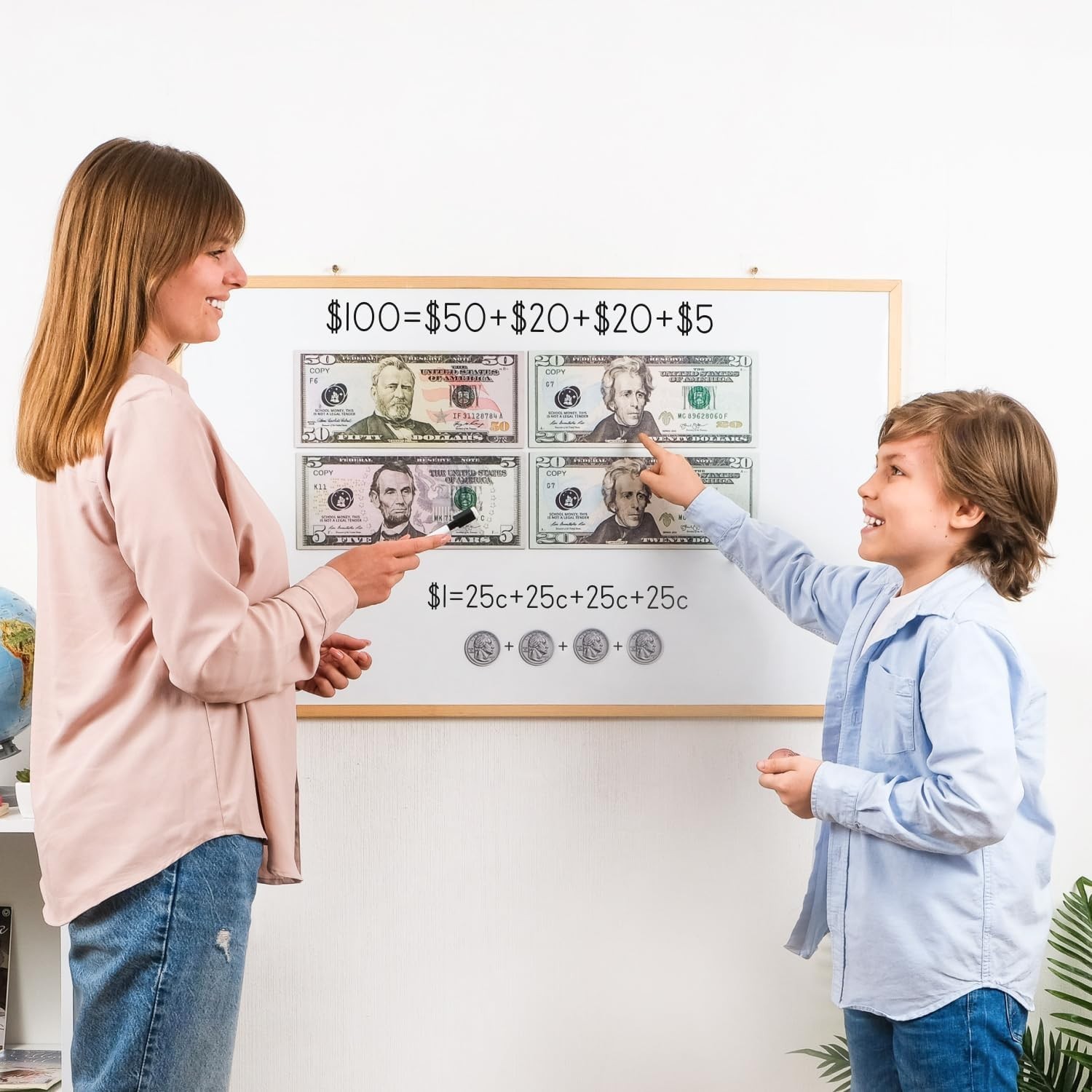 Jumbo Magnetic Play Money Set 57 PCS Educational Toy for Kids Classroom Learning
