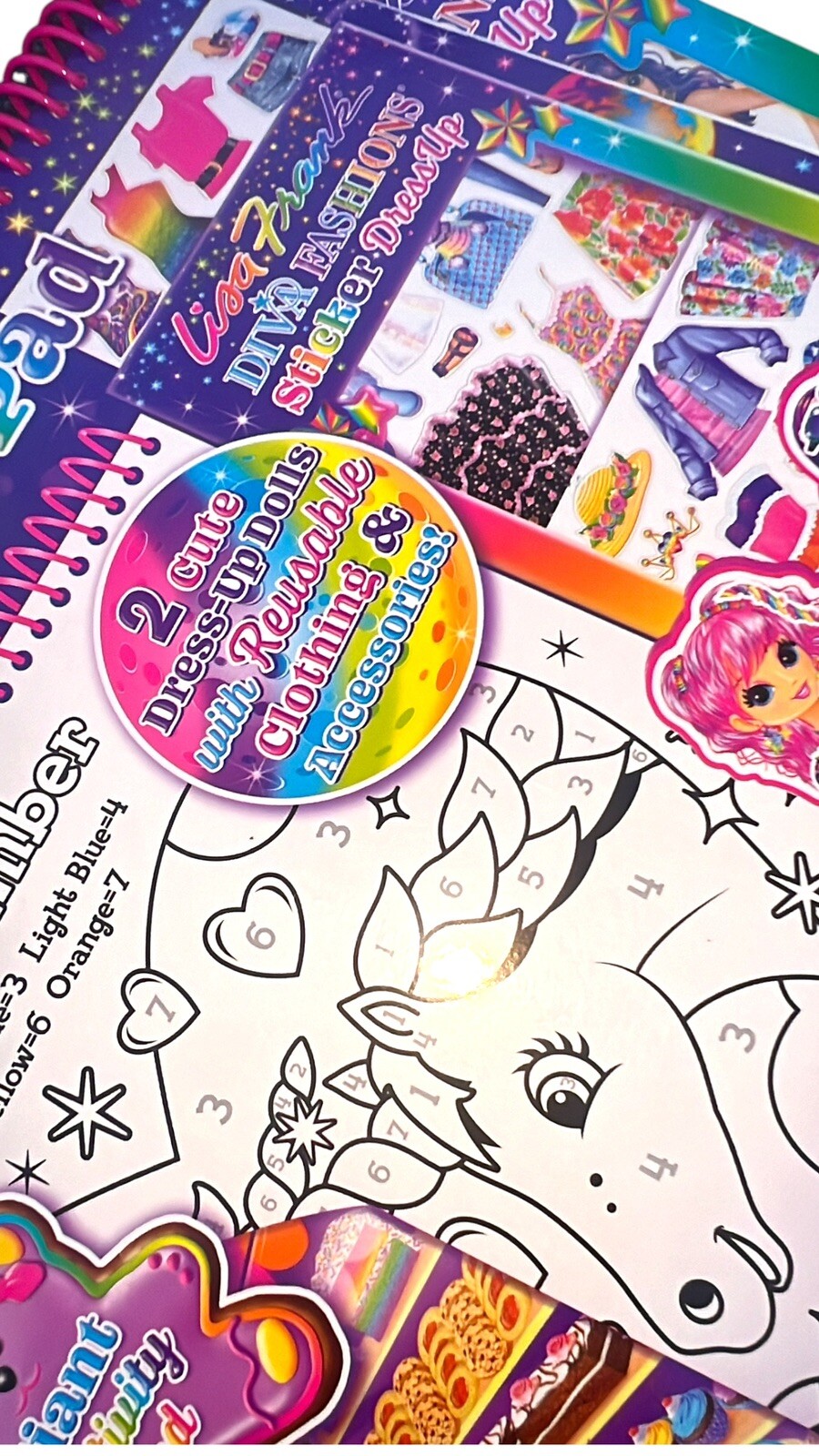 Lisa Frank Coloring Activity Pad & Diva Fashions Stickers Dress Up Activity New