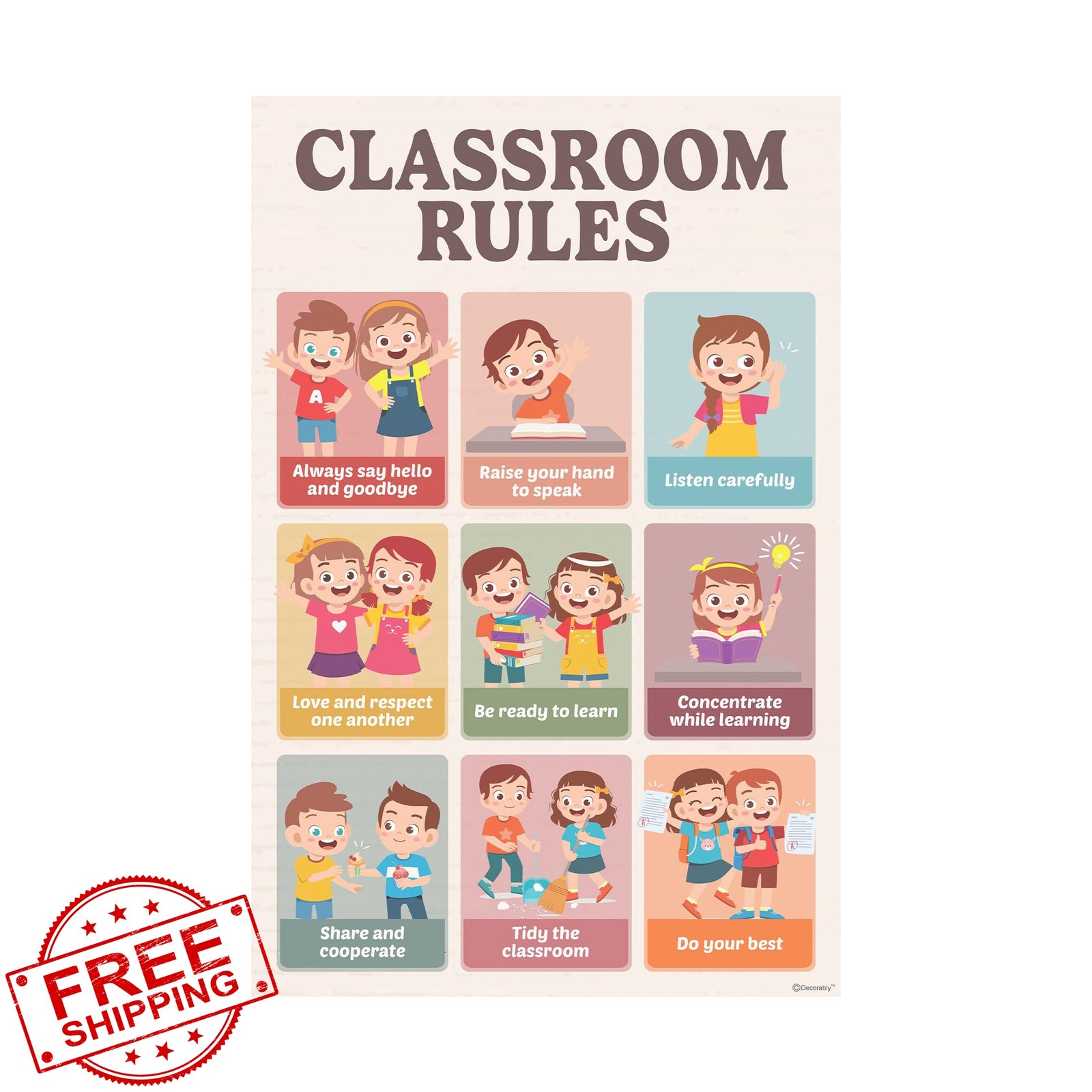 Decorably 20 Boho Learning Posters Toddlers 3-5 11×17