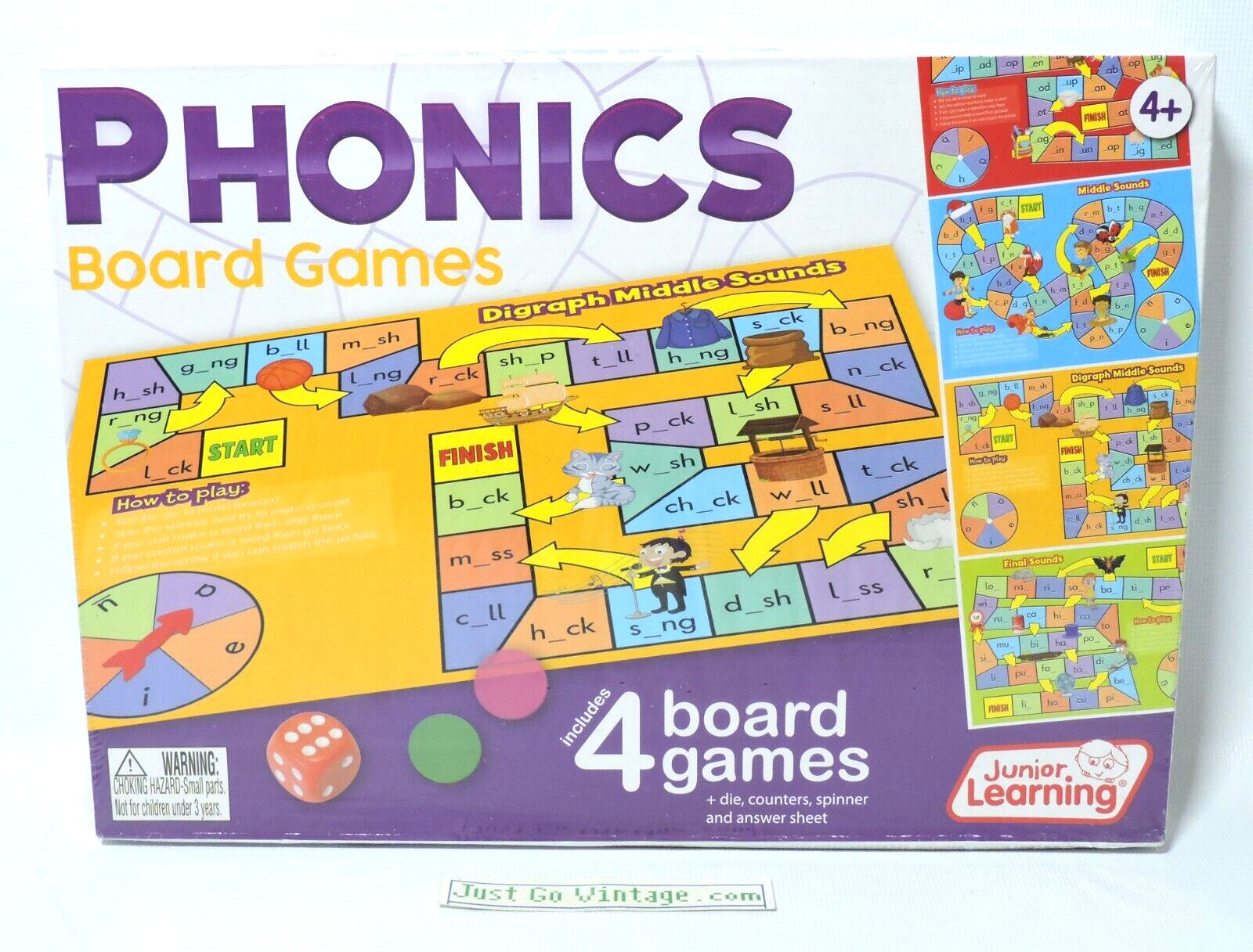 Phonics Board Games Set Ages 4+, Language Skills, Begin End Sounds, Pre K-K, NEW