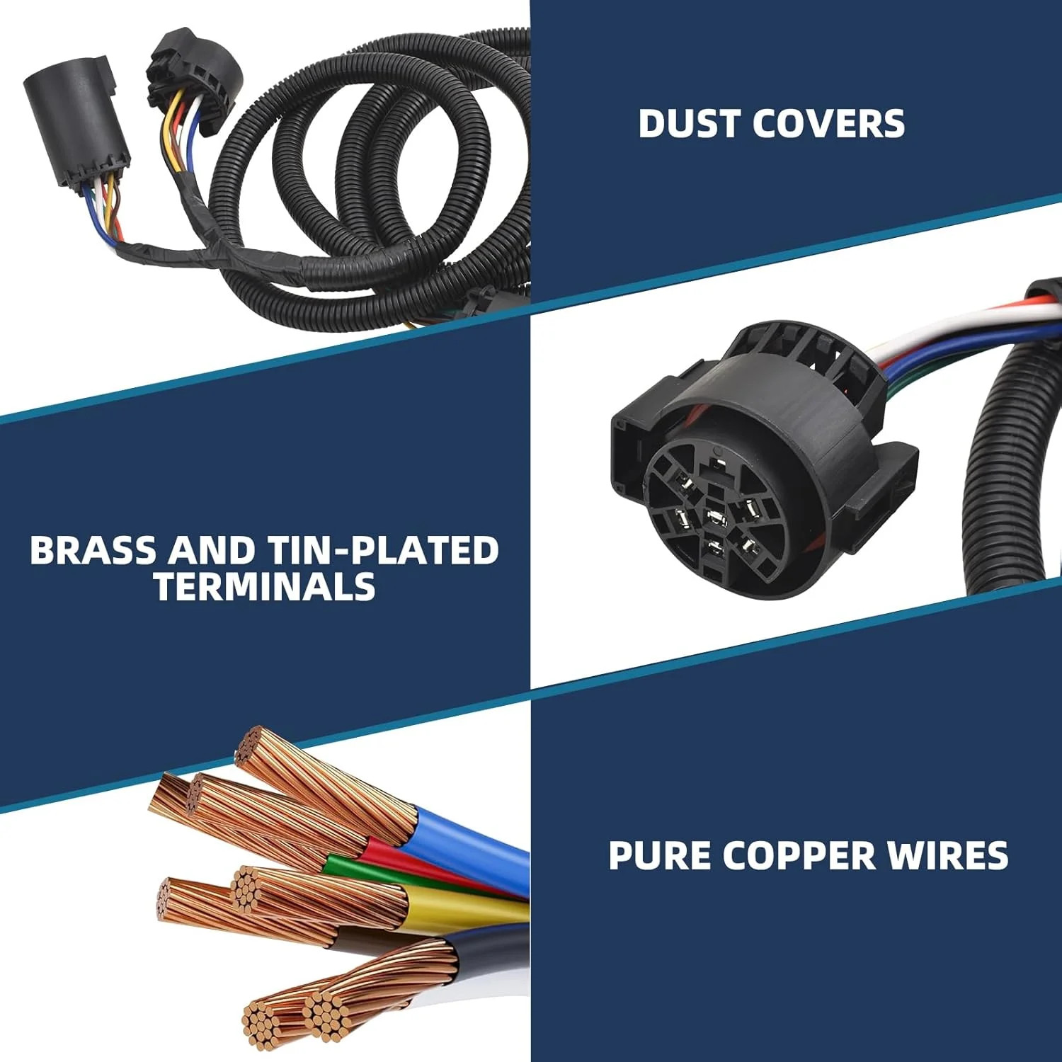 7-Foot 7-Pin Vehicle-Trailer Wiring Plug Harness Extension Compatible with Chevy