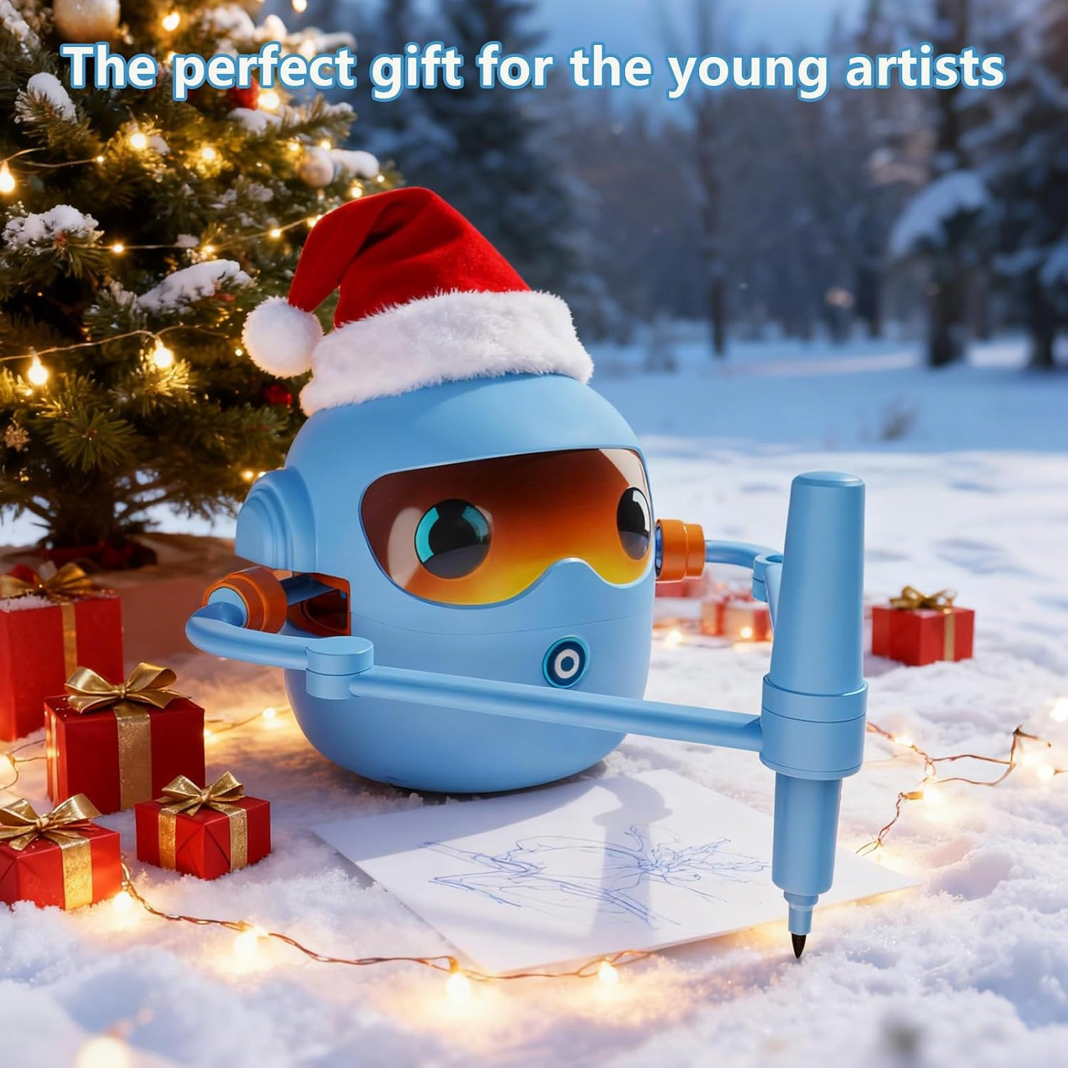 Drawing Robot for Kids | 100 Design Templates, 12 Color Pens, Voice-Guided Play,