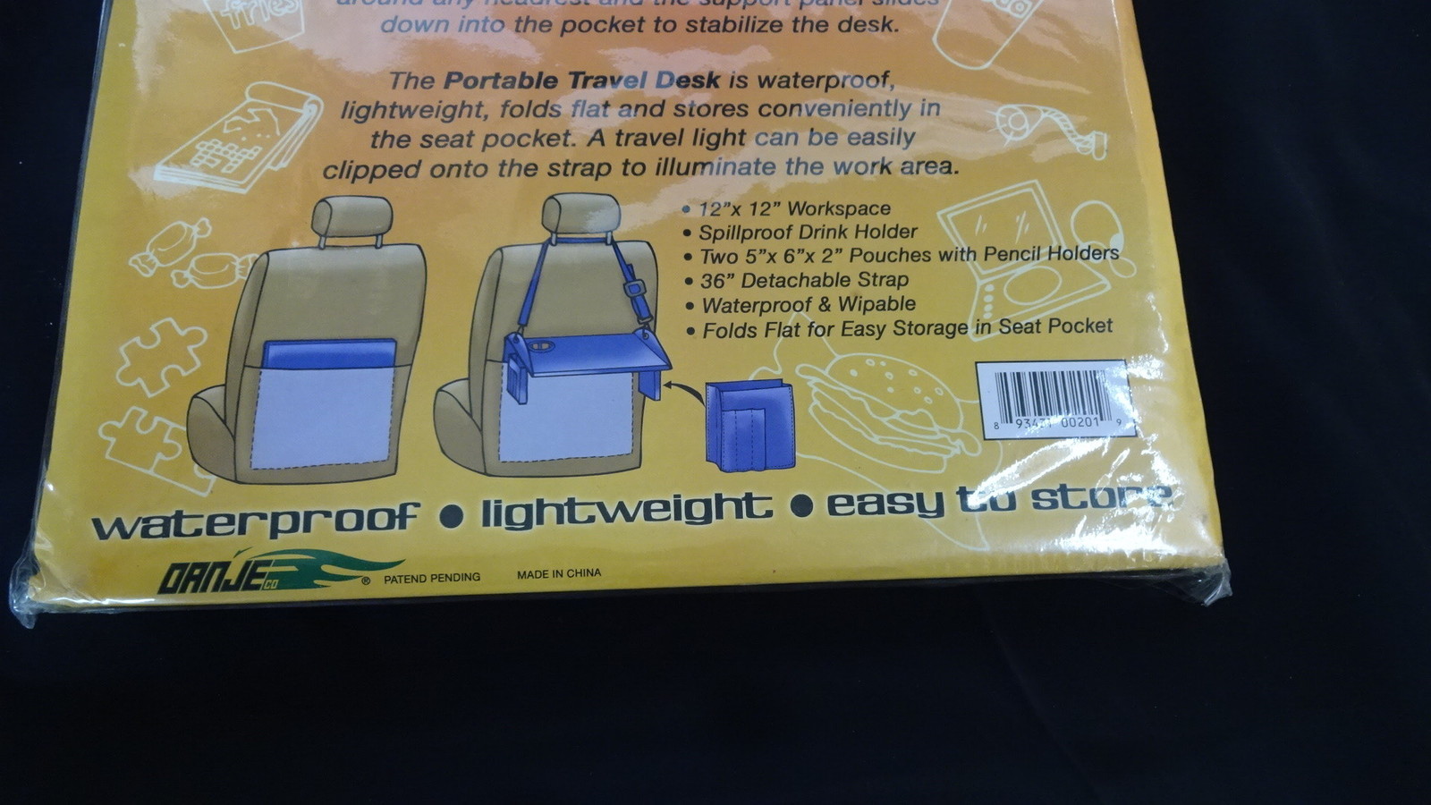 PORTABLE TRAVEL DESK For Child Car Travel Folds Flat Drink Holder New Sealed