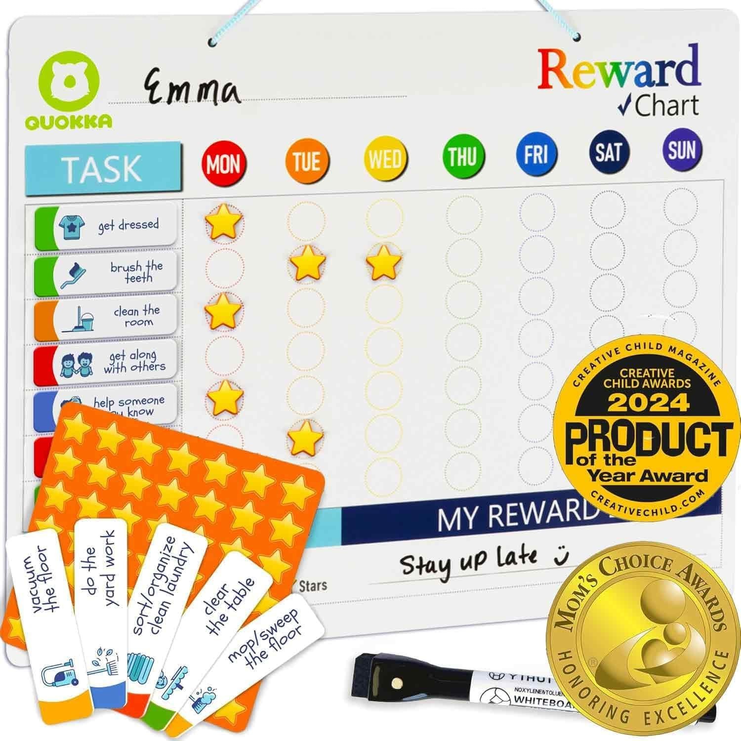 Durable Magnetic Behavior Chart for Kids – Includes 84 Chore Magnets & Marker