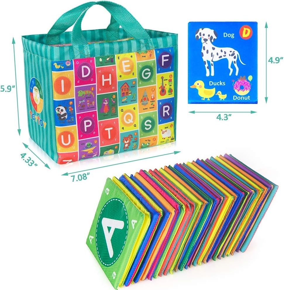 Non-Toxic Fabric Alphabet Cards for Babies – Interactive Learning Set of 26