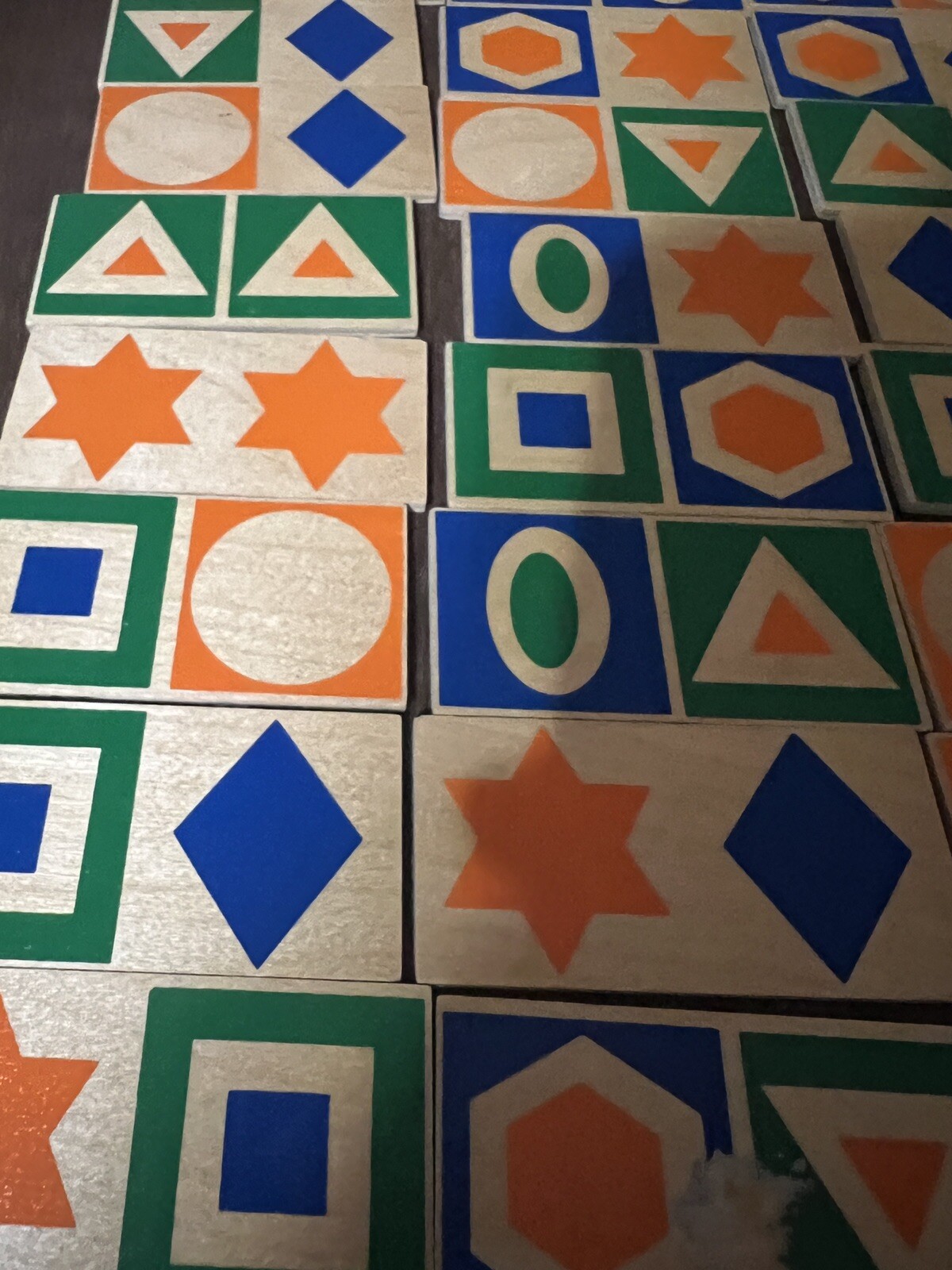 Creative Playthings Shape Dominoes Set Wood Tile Matching Game In Box E0329 VTG