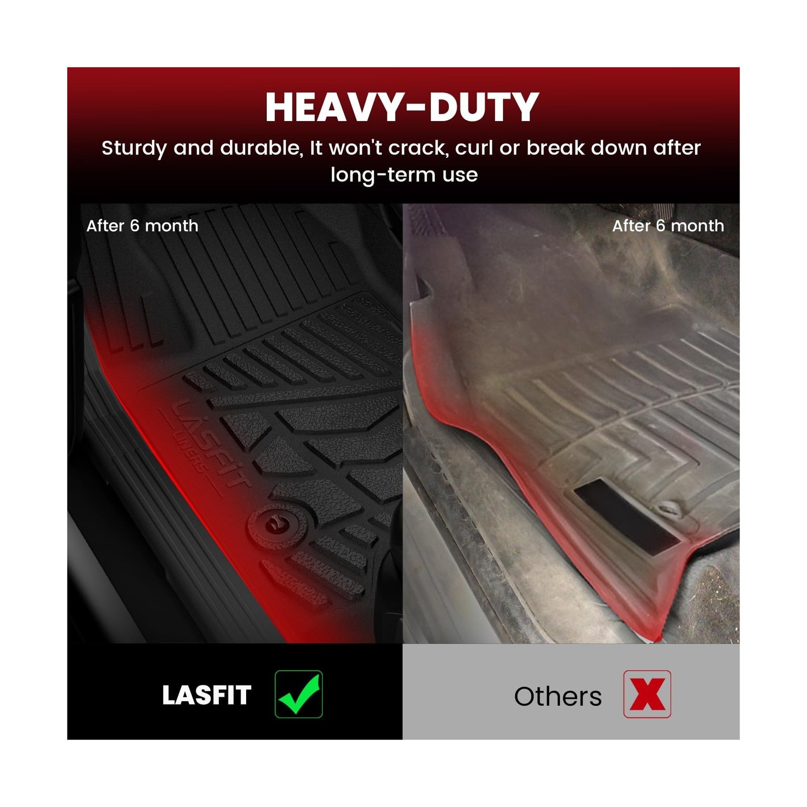 LASFIT Floor Mats for Ford F250 F350 1999-2007 Super Duty Crew Cab Carpet Flo…