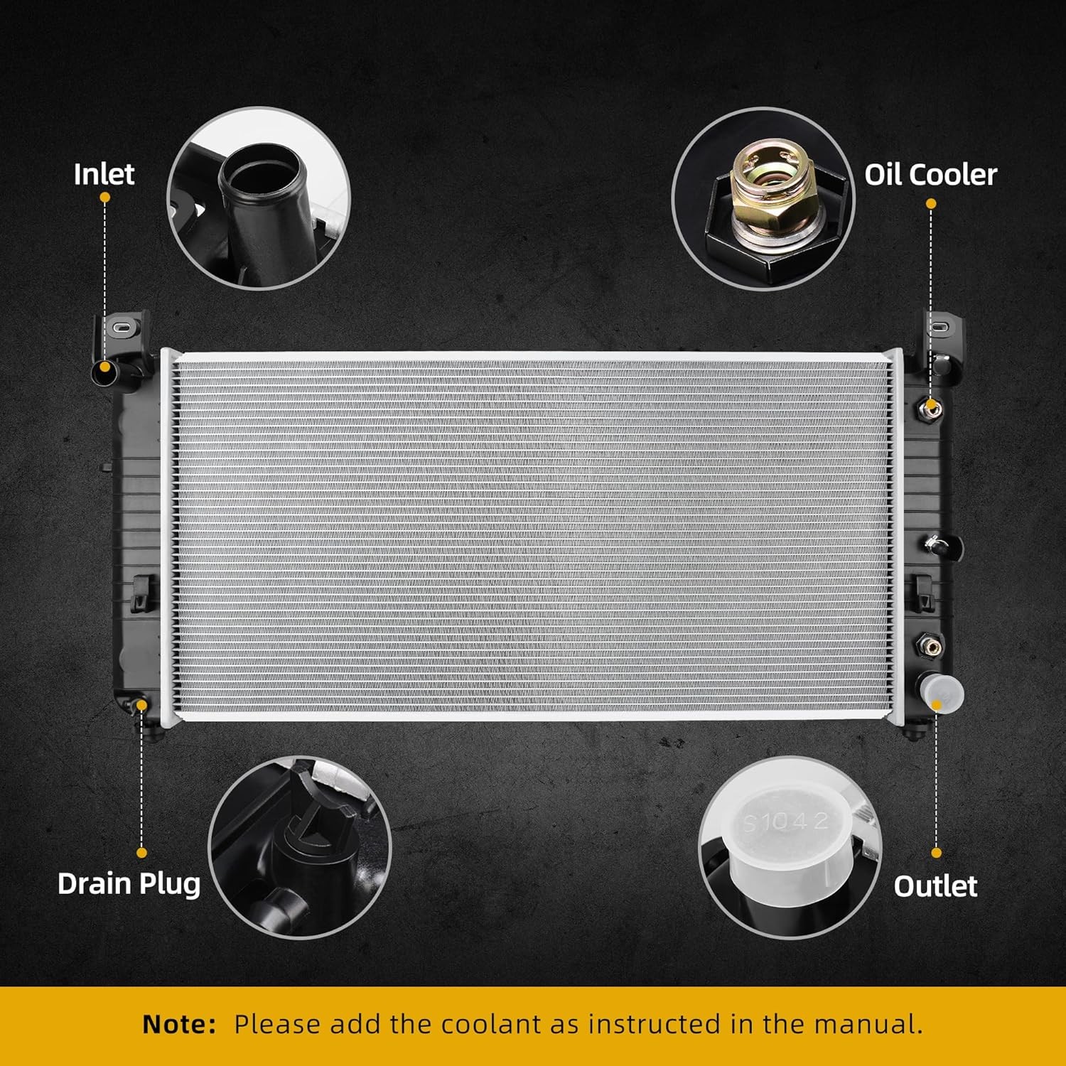 DWVO 34 Inch Core Radiator Compatible with Chevy Silverado Suburban Tahoe, Fit f