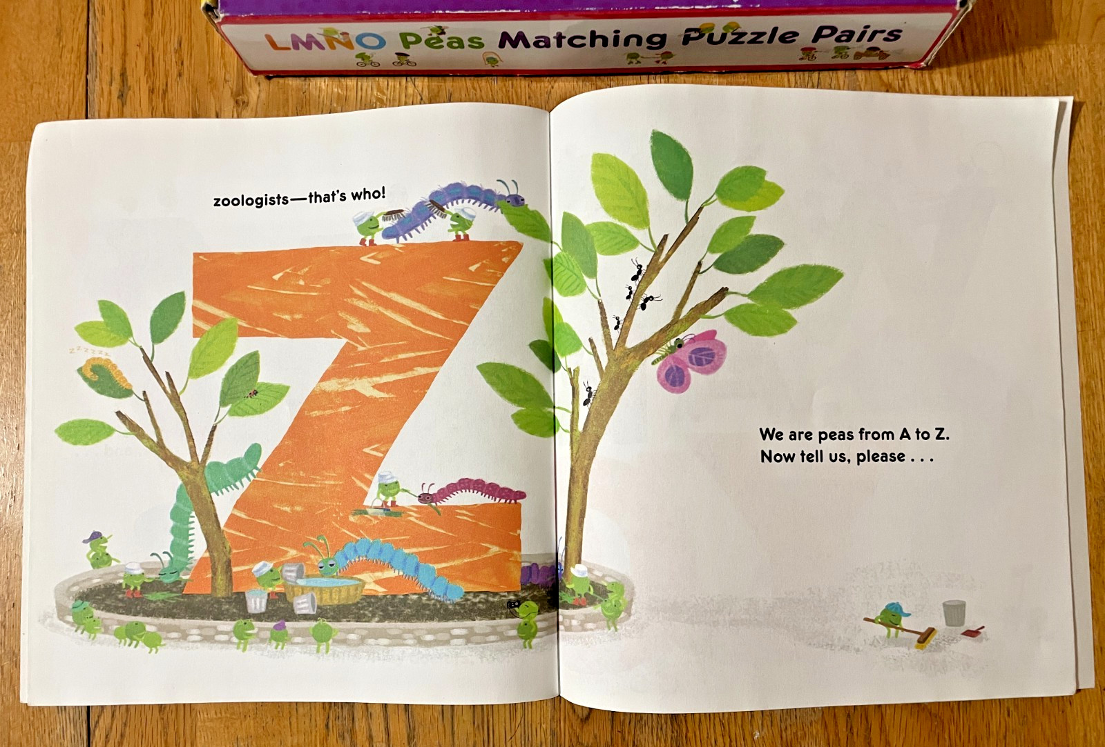 Scholastic LMNO Peas Matching Puzzle Pairs Alphabet Numbers 72 Pieces w/Book