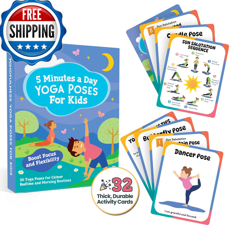 Calm And Joyful Kids Yoga Cards For Kids – Pose Deck For Beginners Exercise