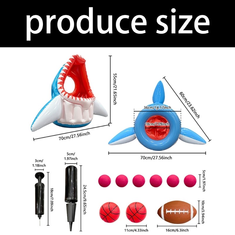 Easter Inflatable Shark Rings Interactive Game Sport Funny Toy For Backyard Pool