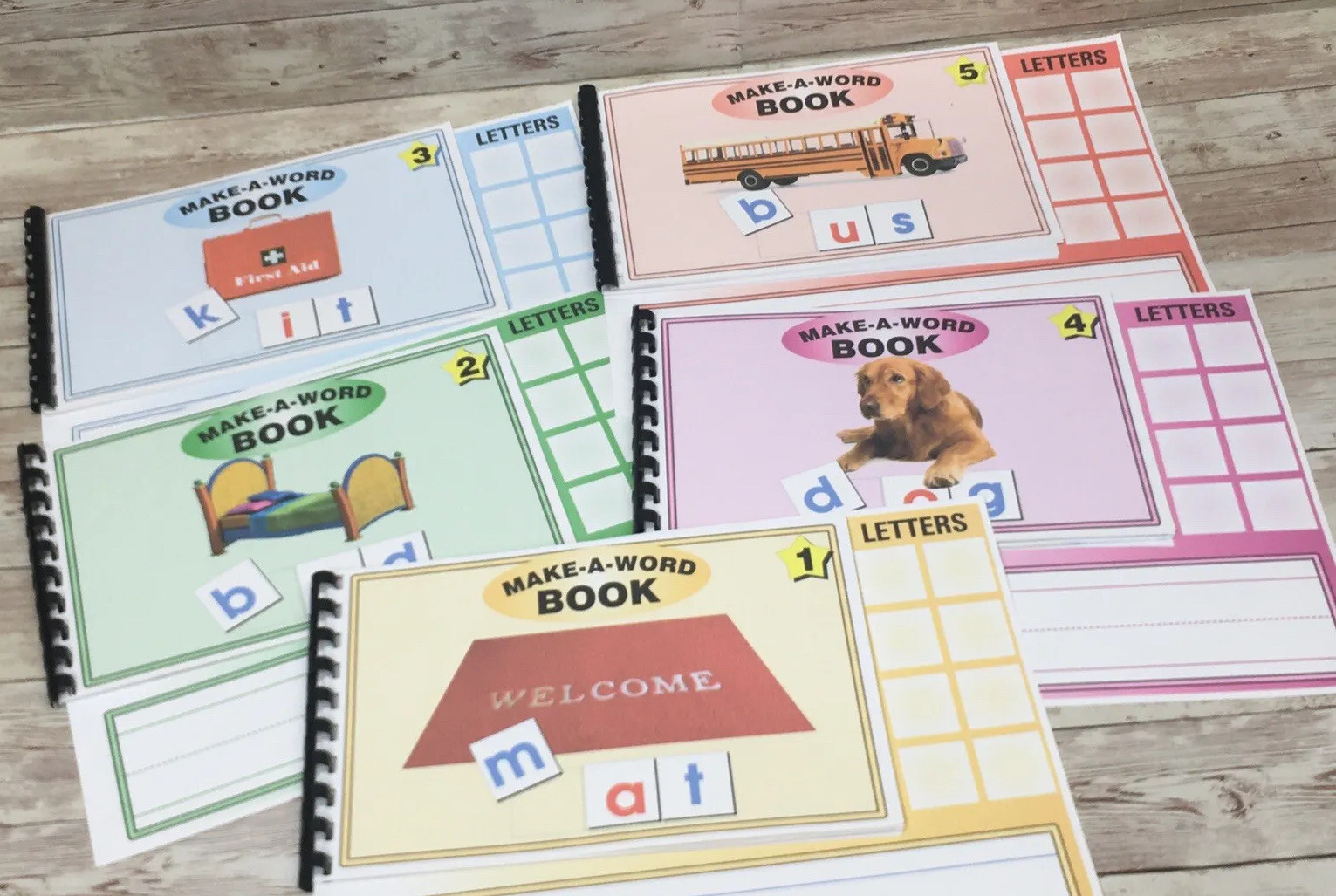 MAKE A WORD – Short Vowel – w/ letter tiles – Interactive Learning Books BUNDLE