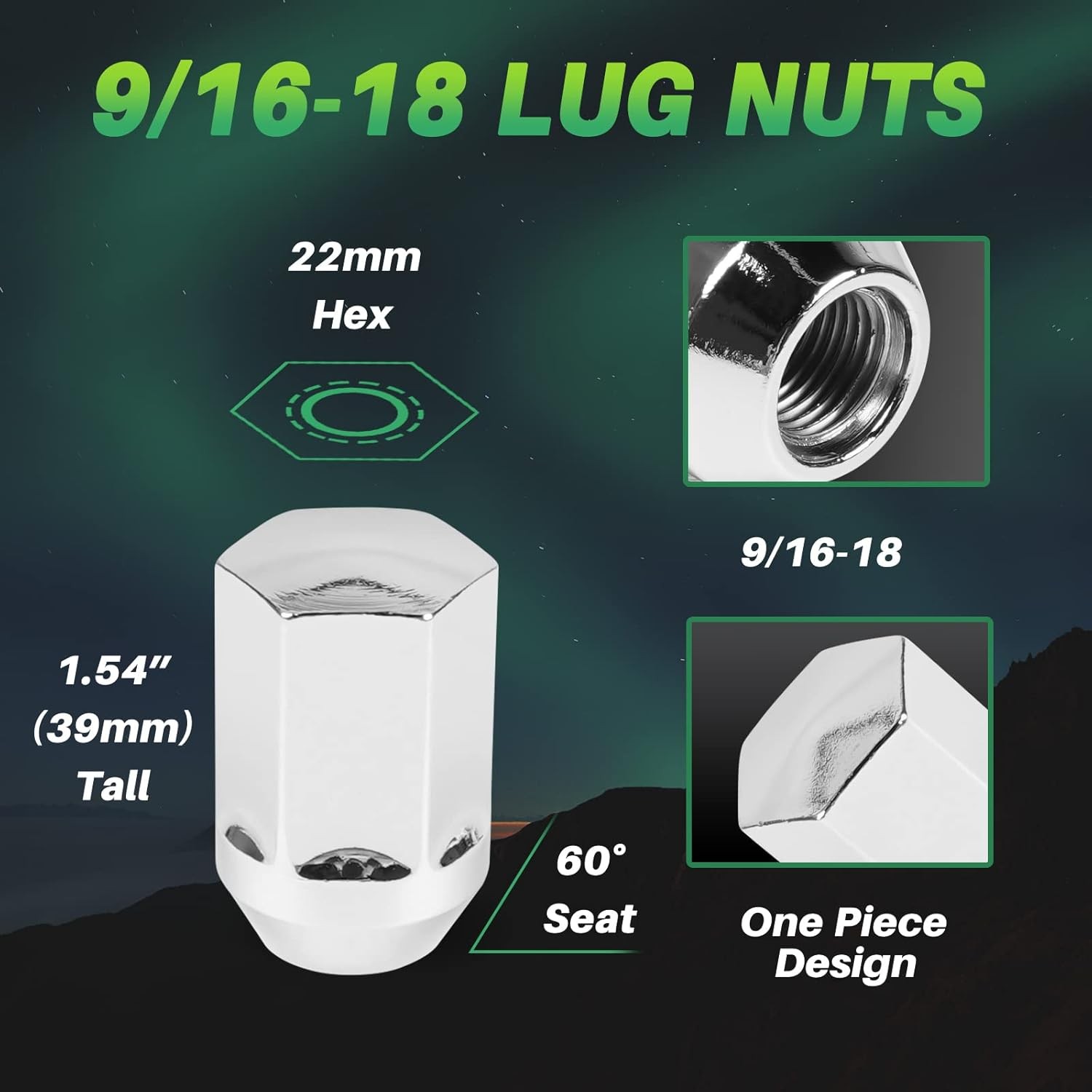 9/16-18 Lug Nuts Replacement – Fits 2002-2010 Dodge Ram 1500, 2006-2010 Dodge