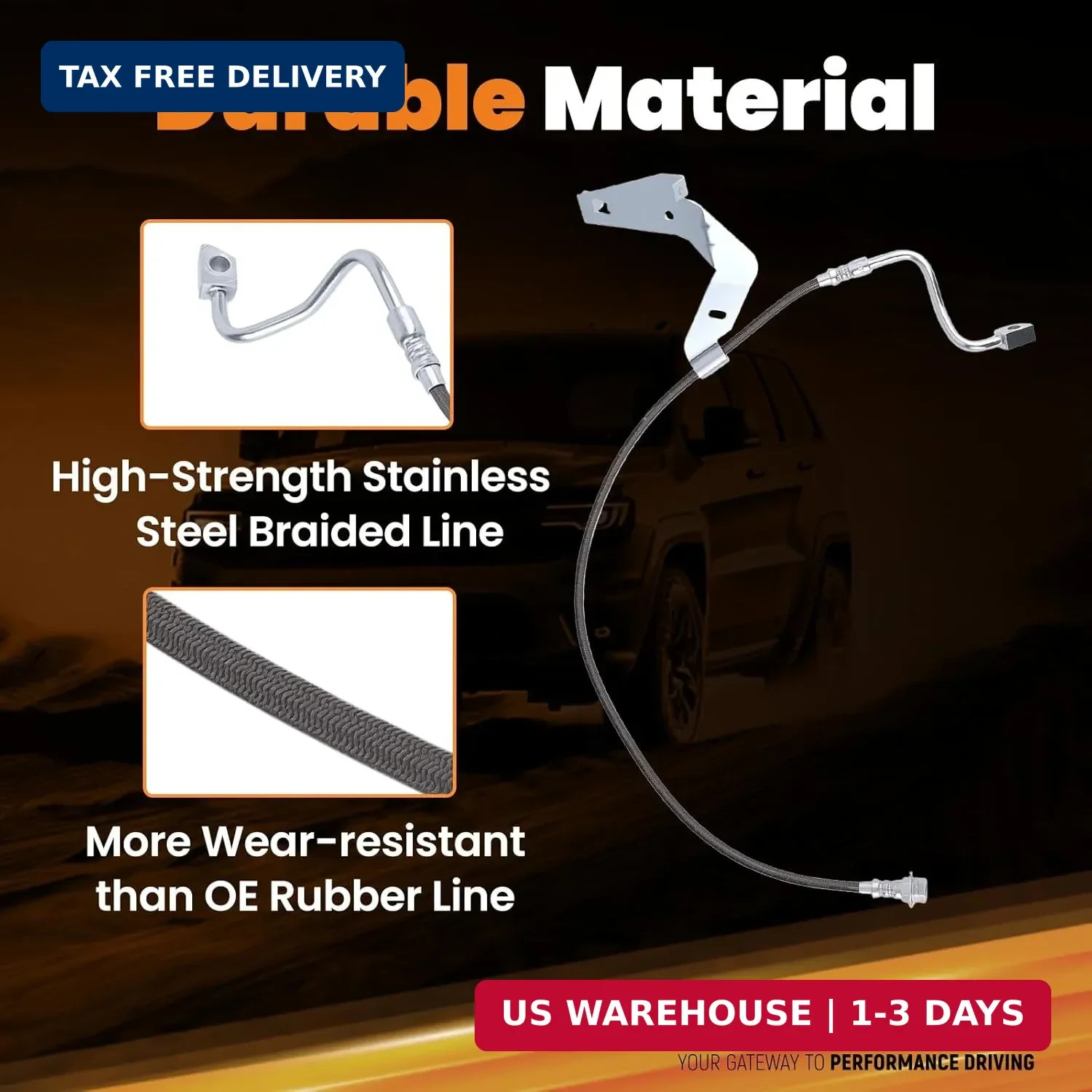 Extended Front Brake Lines Stainless Steel for Ford F-250 F-350 4WD 2008-2016