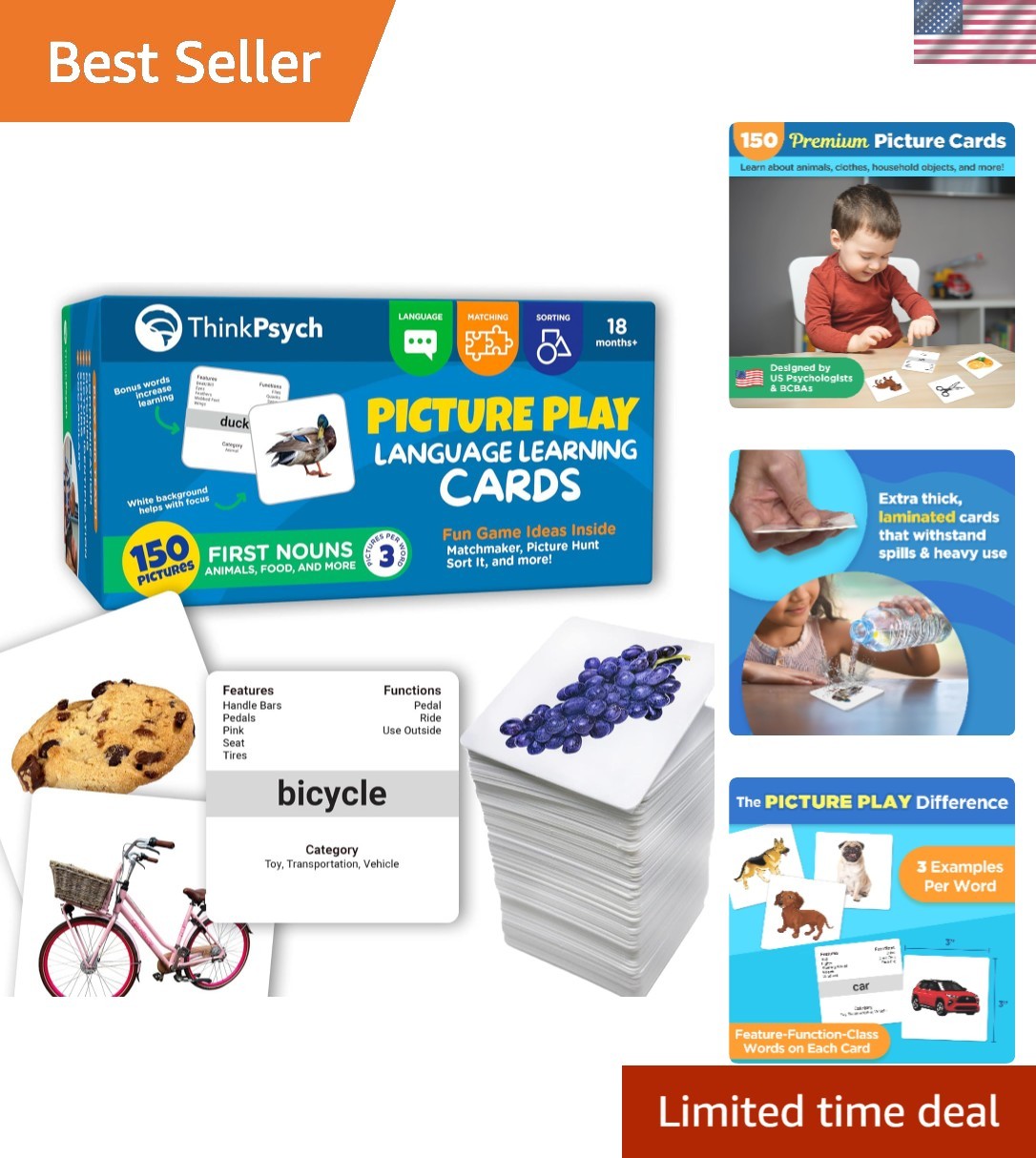 Durable First Nouns Flash Cards – 150 Non-Toxic Cards for Early Learning Fun