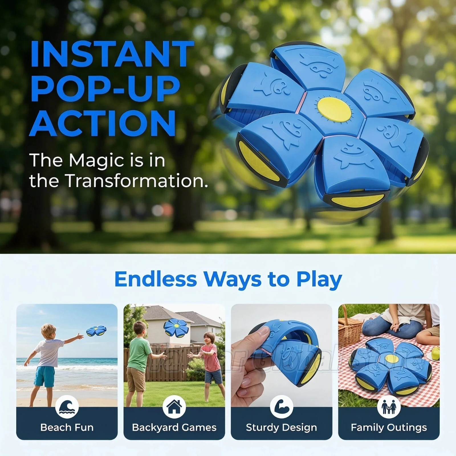 Flying Saucer Ball Magic Deformation Outdoor Sports Toy Kids Parent Child