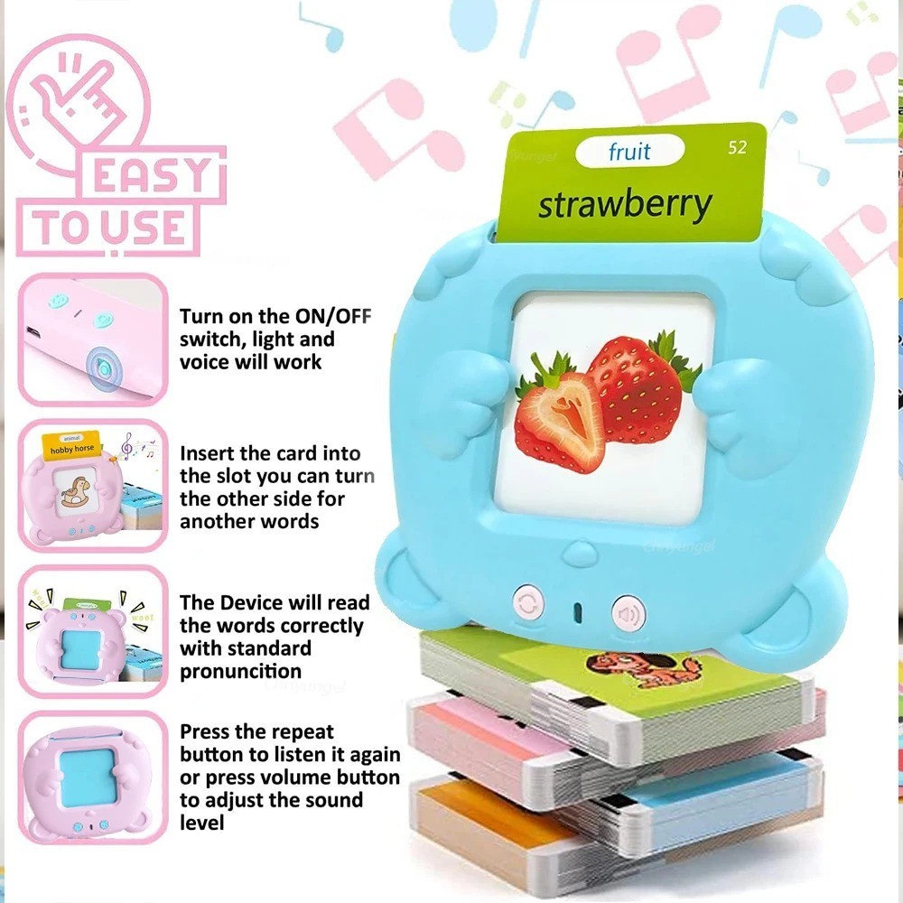 Talking Flash Cards for Kids Early Learning Educational Toy with Audio Sounds Mo