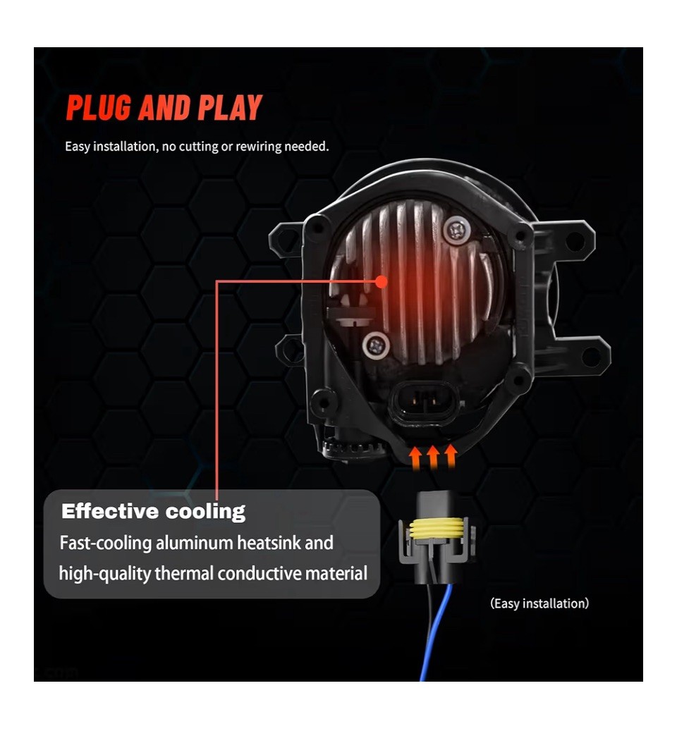 L+R LED Fog Light Assembly Compatible with 2006-13 Toyota Camry RAV4 Highlander