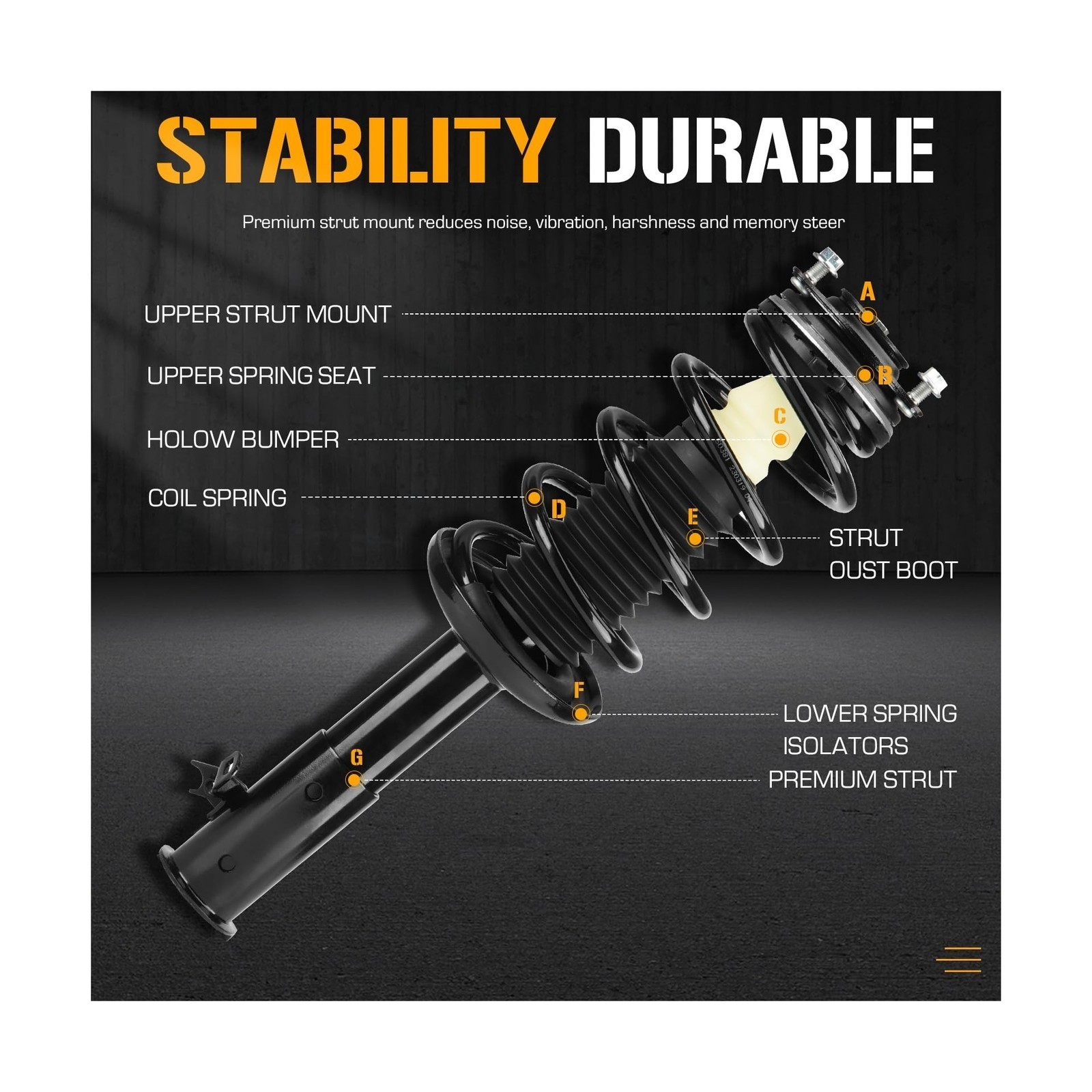 Front and Rear Complete Strut Assembly Shock Absorber Fits for Honda Civic Se…
