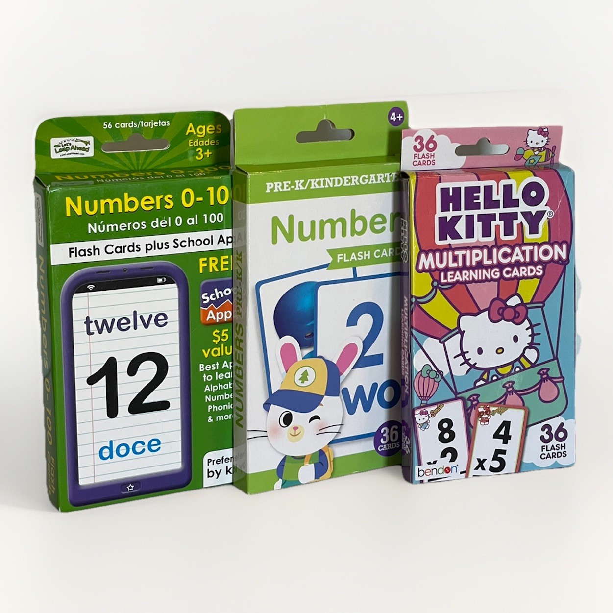 Flash Cards / Lot Of 3/Hello Kitty/Numbers 0-100/Ages 3+ 4+ 6+ / Open Box