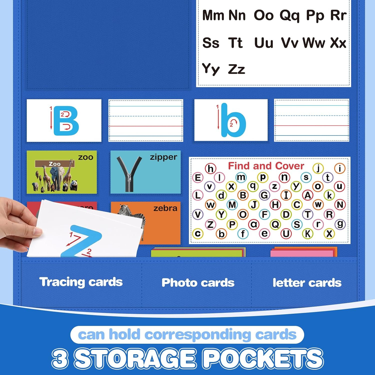 Alphabet Learning Pocket Chart, Alphabet Wall Chart for Toddlers 1-3, Handwritin