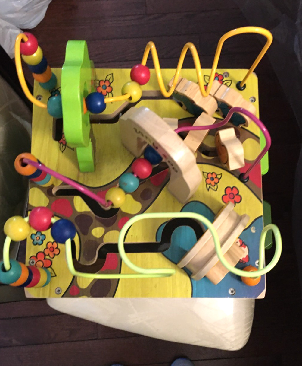 Just B B You Zany Zoo Wooden Activity Cube Child’s Learning Play Center, EUC
