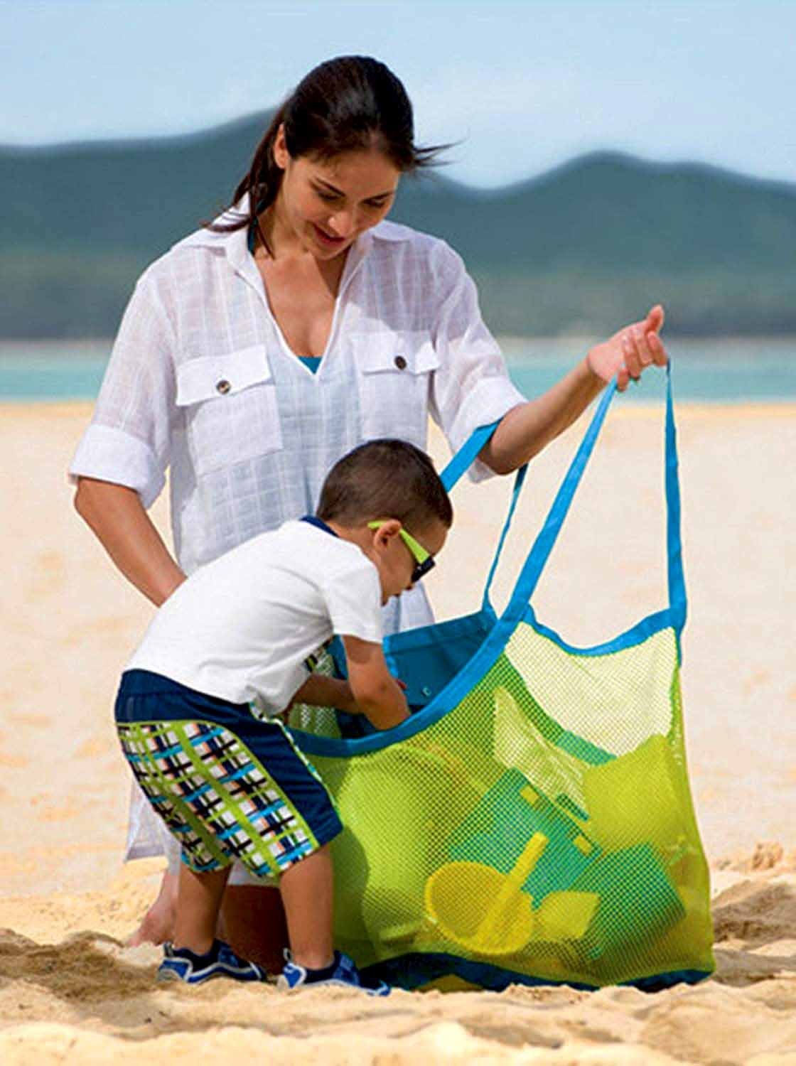SupMLC Mesh Extra Large Beach Bags and Totes – Holds Toys, X-Large, Green