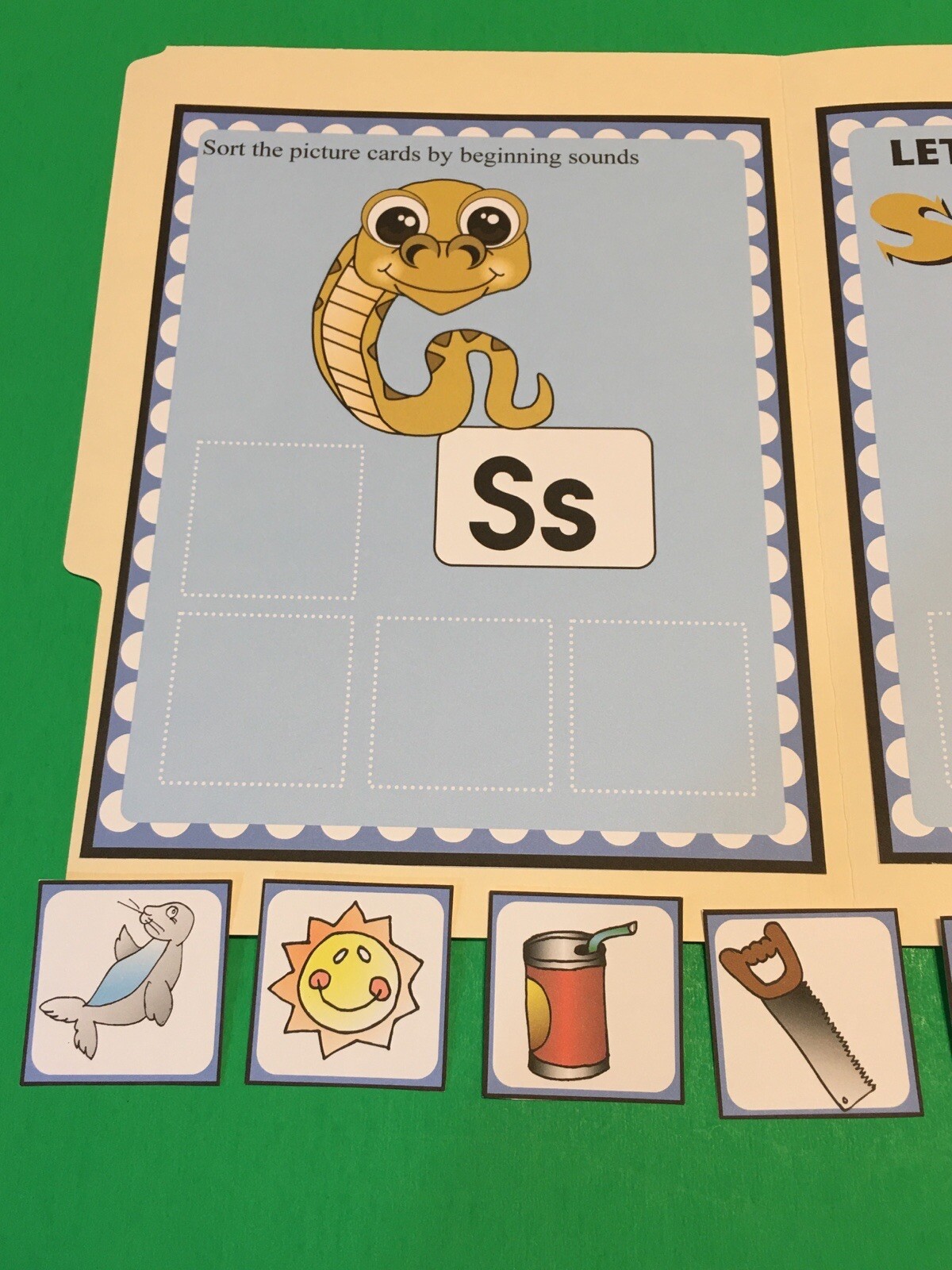 Sammy Snake – Letter Ss – DIY File Folder game – Printed / Uncut