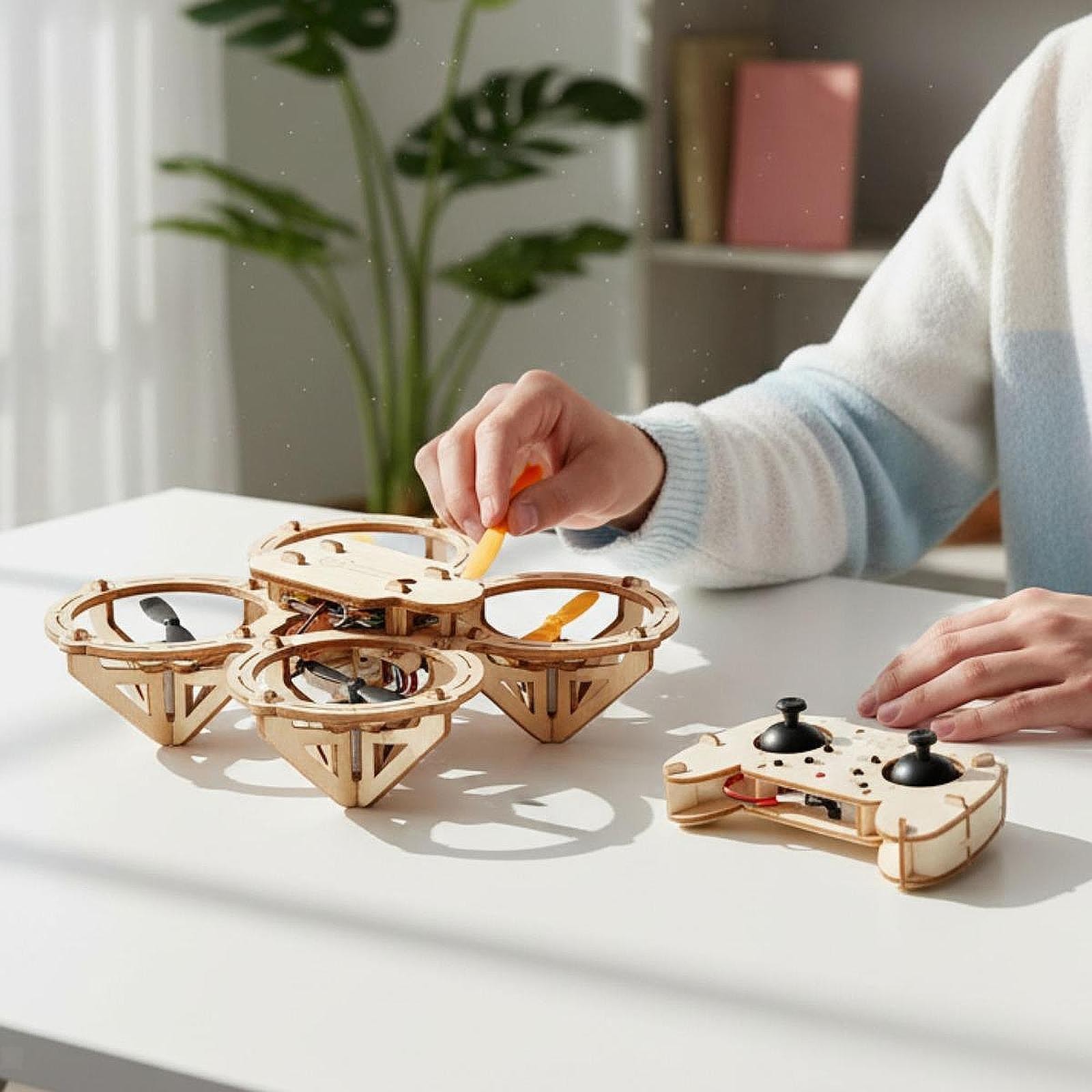 DIY Wooden RC Quadcopter Craft Kit Remote Control Educational Assembly Toy