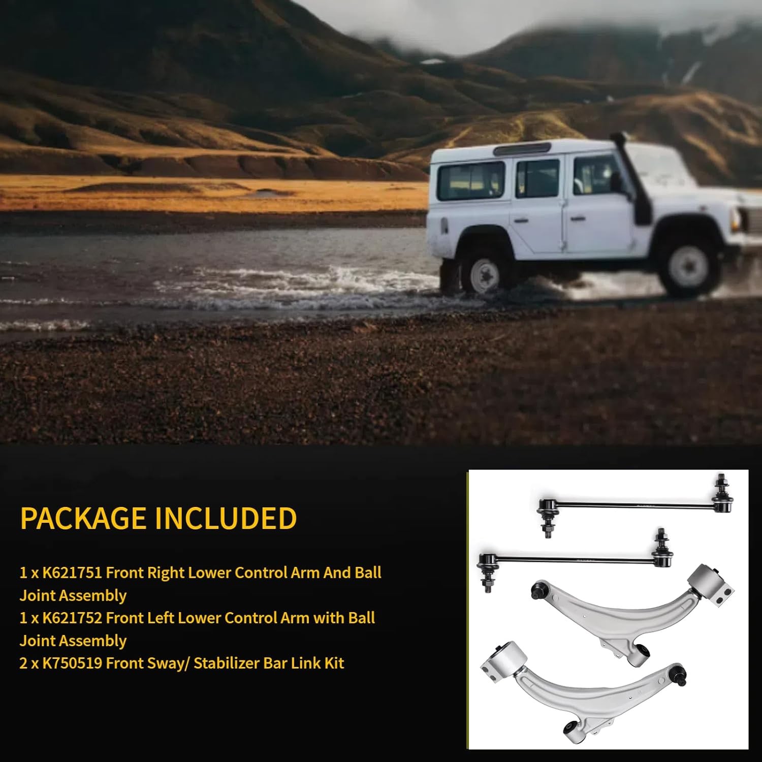 4pc Front Lower Control Arm and Ball Joint Assembly + Front Sway Bar Link Kit