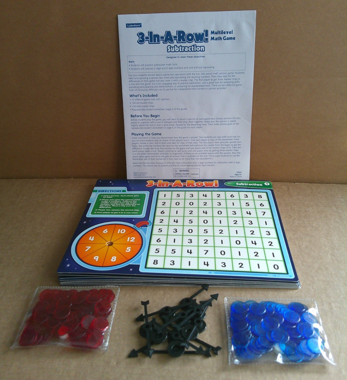 Lakeshore Learning – 3-in-A-Row! Multilevel Math Game – Subtraction # FF547