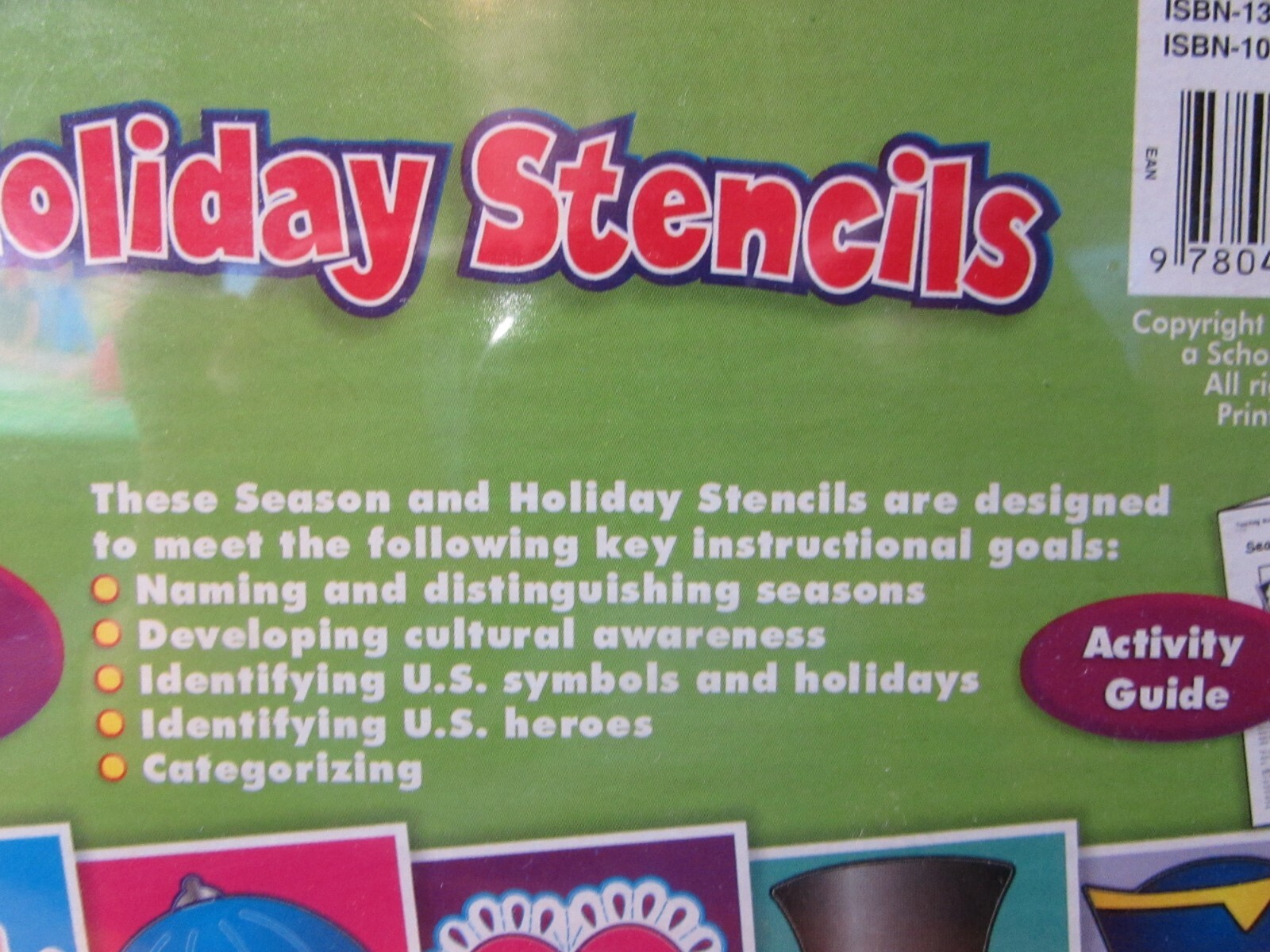 NEW/sealed Scholastic PreK-1 Season Holiday 15+ Large Stencils & activity guide
