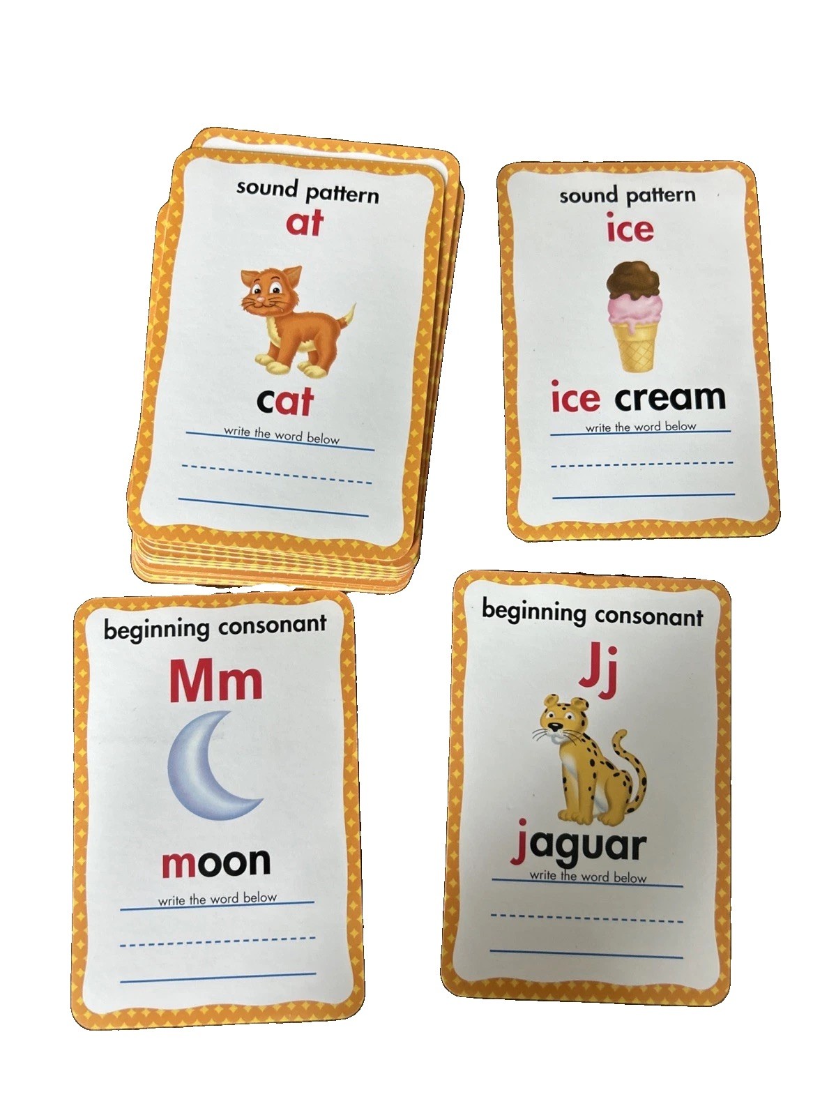 Educational Beginning Reading Flash Cards Dry Erase Phonics CVC Word Learning