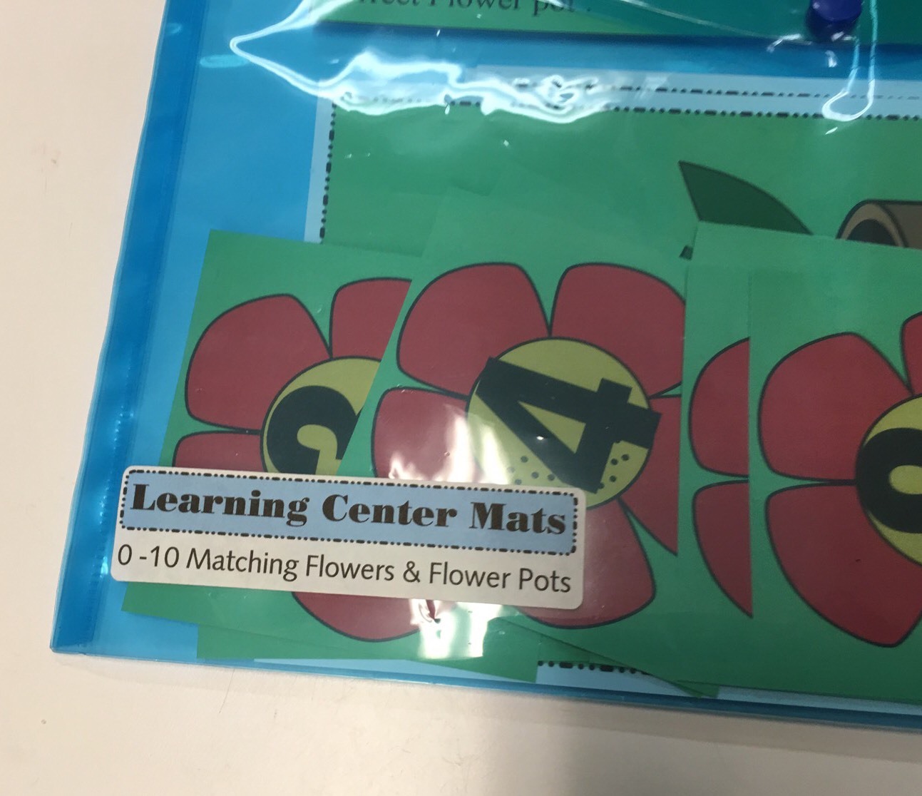 0-10 Matching Flowers Game Learning Center- 11 Laminated Mats