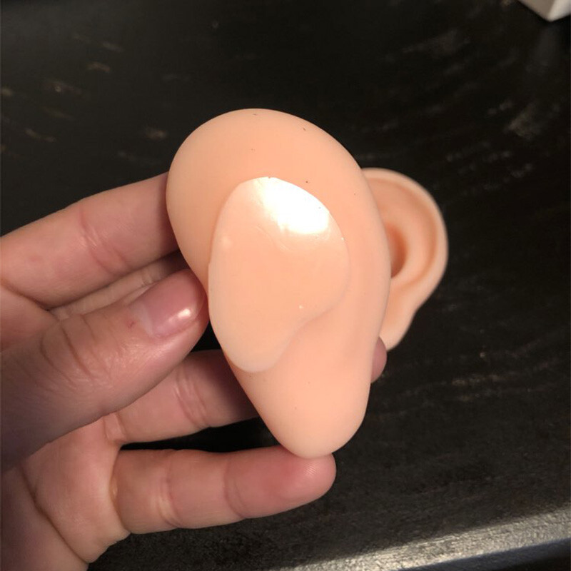 1 Pair Ear Model Silicone Ear Acupuncture Practice Model Right and Left Teaching