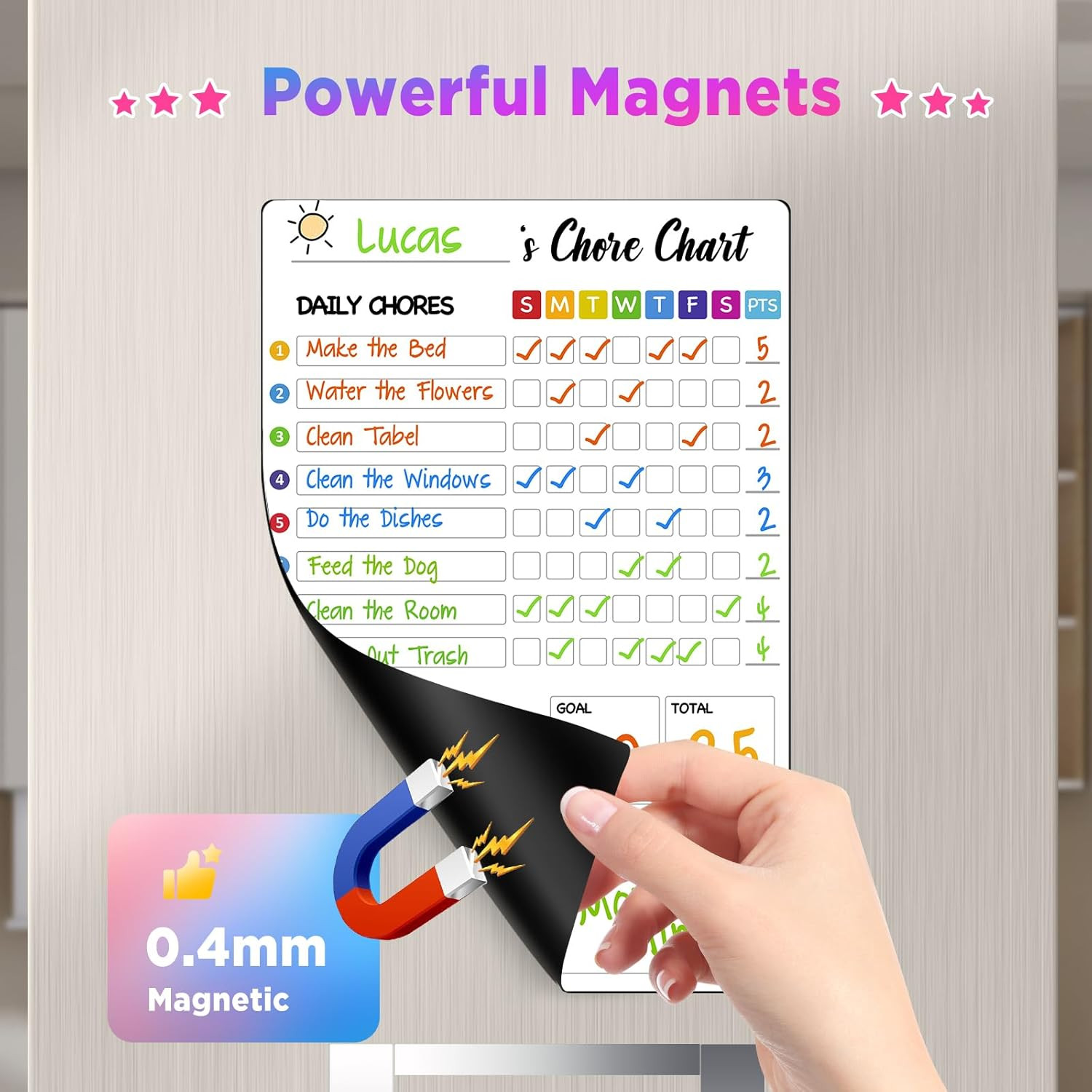 Chore Chart for Kids with 8 Markers, 2 Pack 8″x12″ Dry Erase Chore Chart for Mul