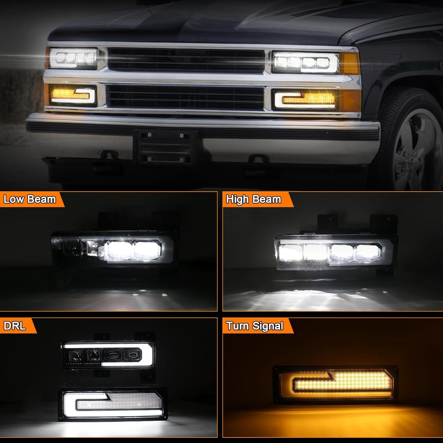 LED Headlight Assembly 500% Bright Anti-glare Headlights with Welcome DRL Turn