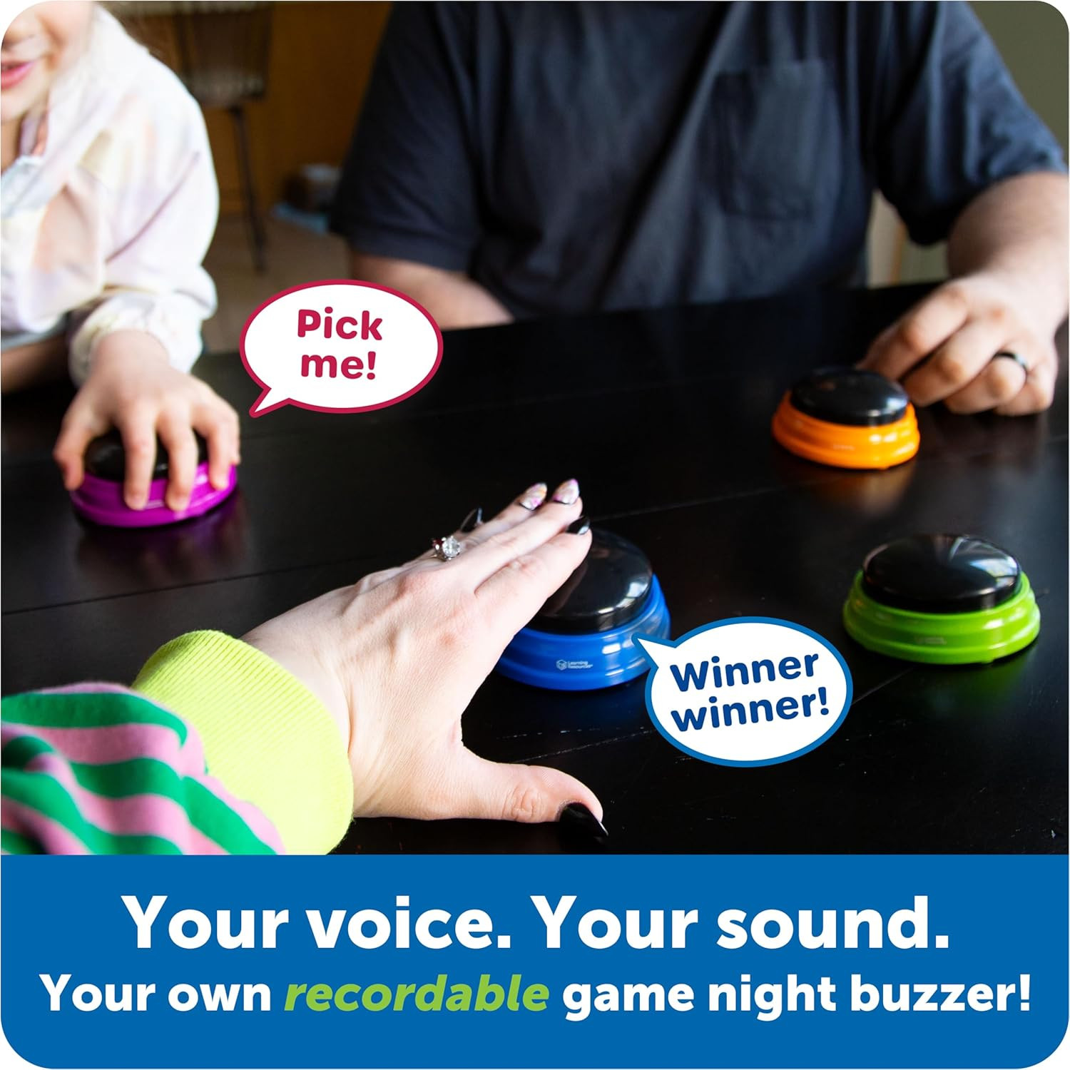 Recordable Answer Buzzers – Set of 4, Ages 3+ | Pre-K Personalized Sound Buzzers