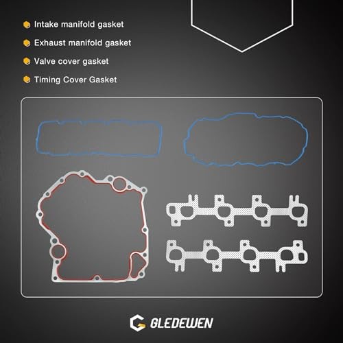 HS26157PT Head Gasket Kit with Bolts Set Timing Cover Gasket, Compatible with