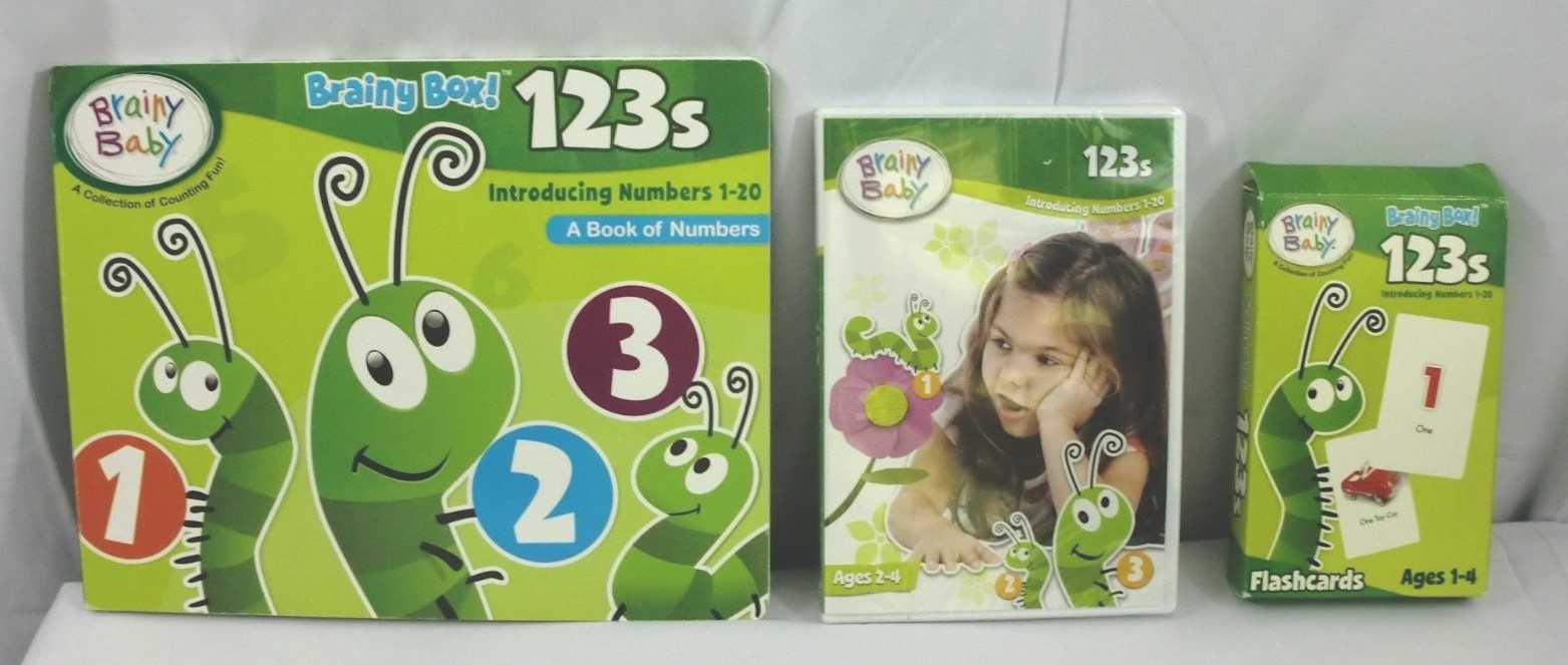 Brainy BABY 123’s ~ Book ~ Flash Cards ~ DVD (New-Sealed)