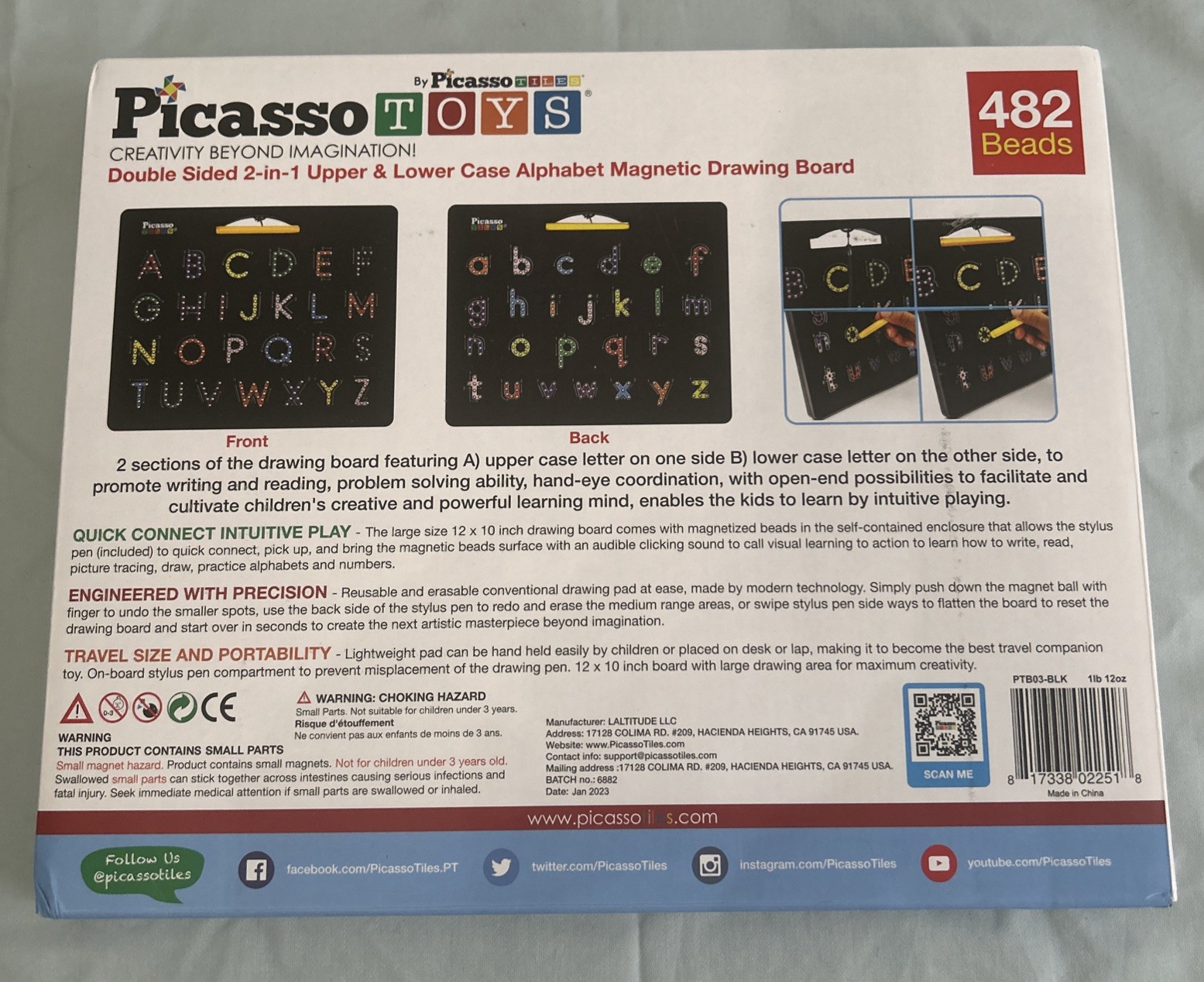 Picasso Toys Alphabet Magnetic Drawing Board 10x12in Double Sided