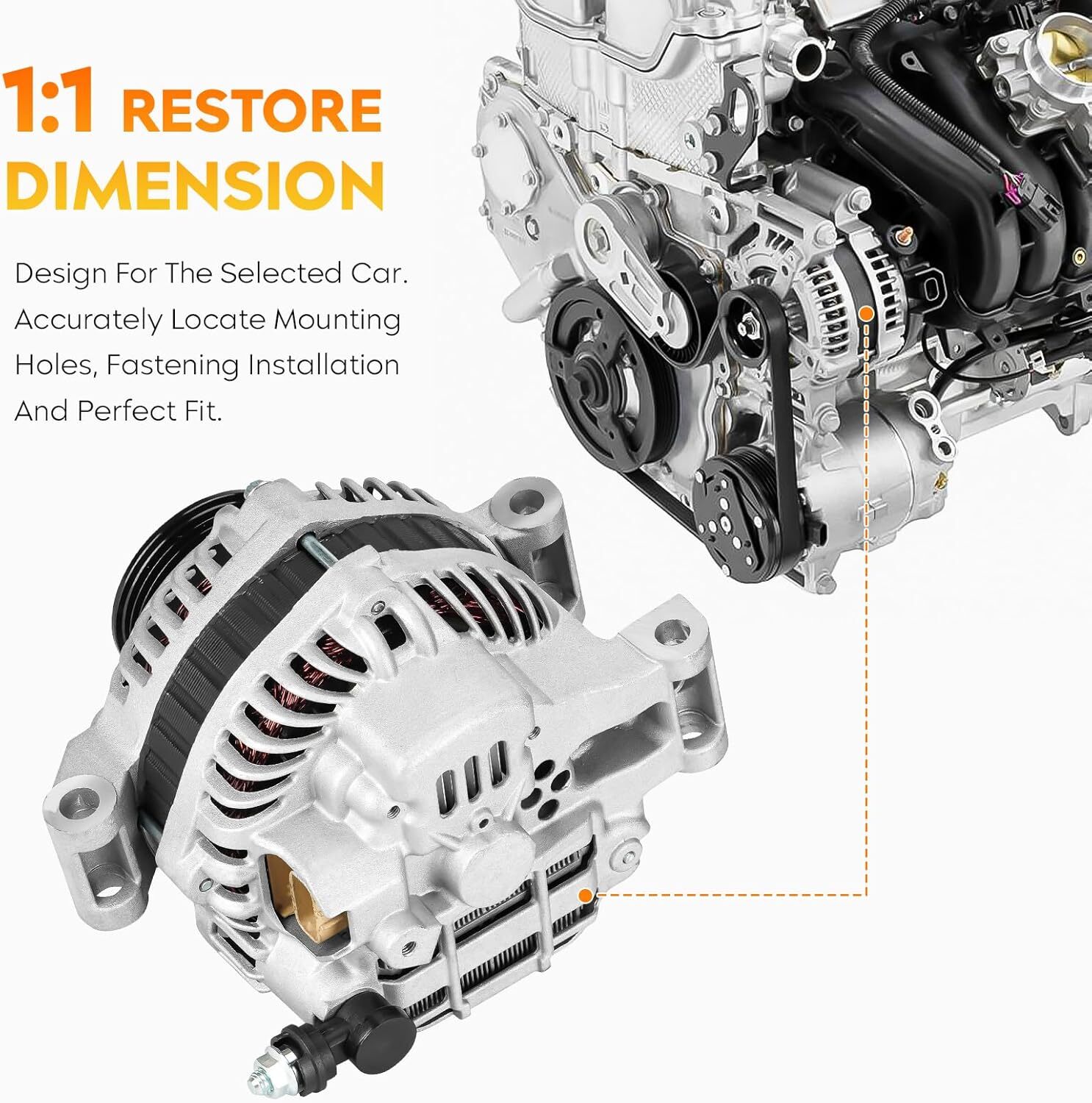 Alternator for 2004-2009 Mitsubishi Galant V6 3.8L, 2004-2011 Endeavor V6 3.8L,