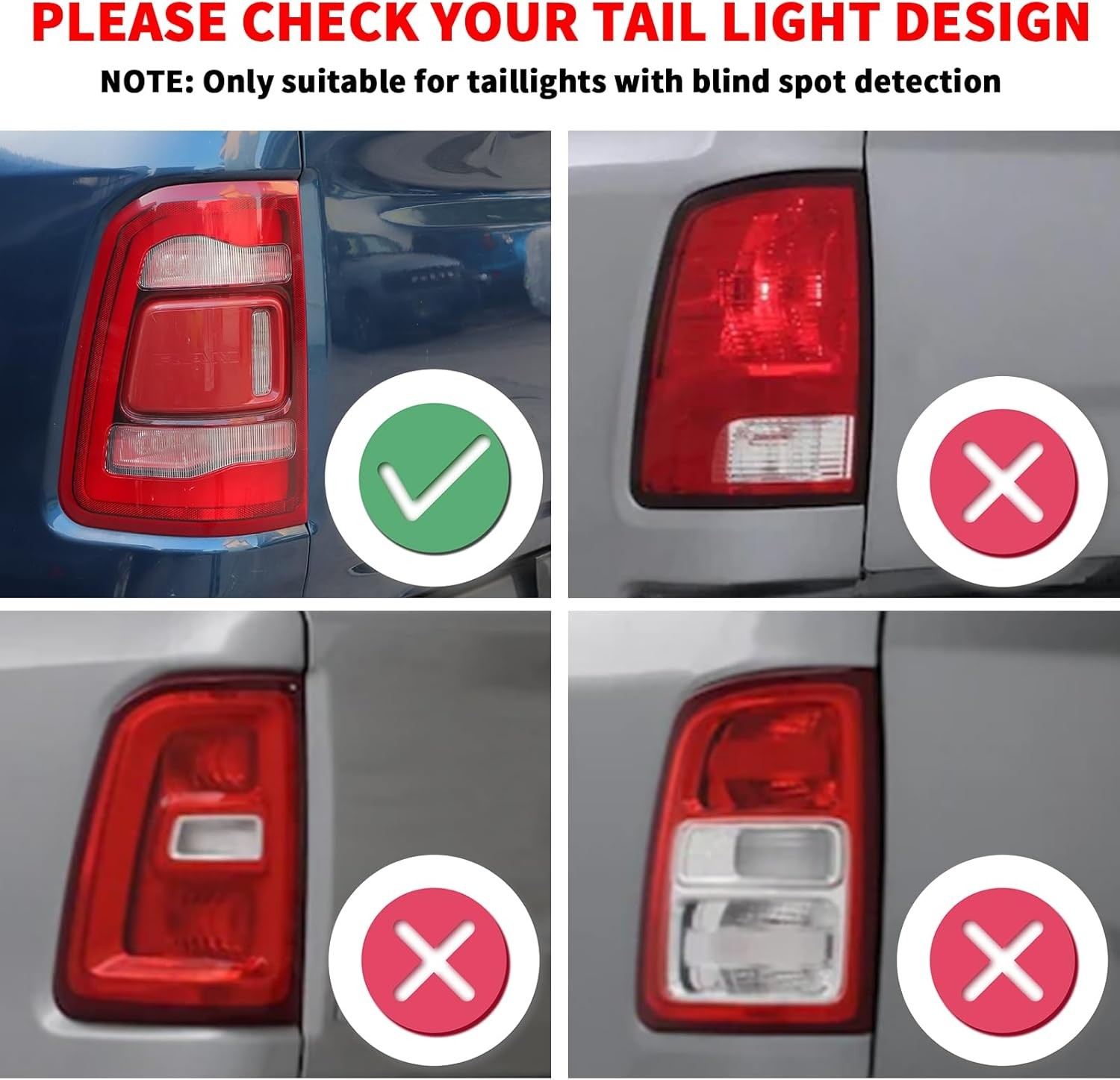 for RAM Tail Light Cover, Smoked Rear Light Lamp Guards Trim Compatible with Dod