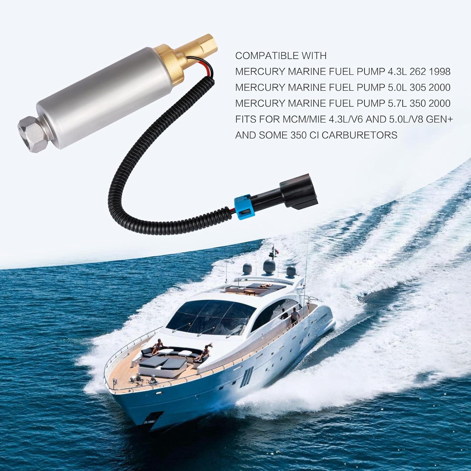 861155A3 Electric Fuel Pump Replacement For Mercury Mercruiser Marine Boat 4.3L