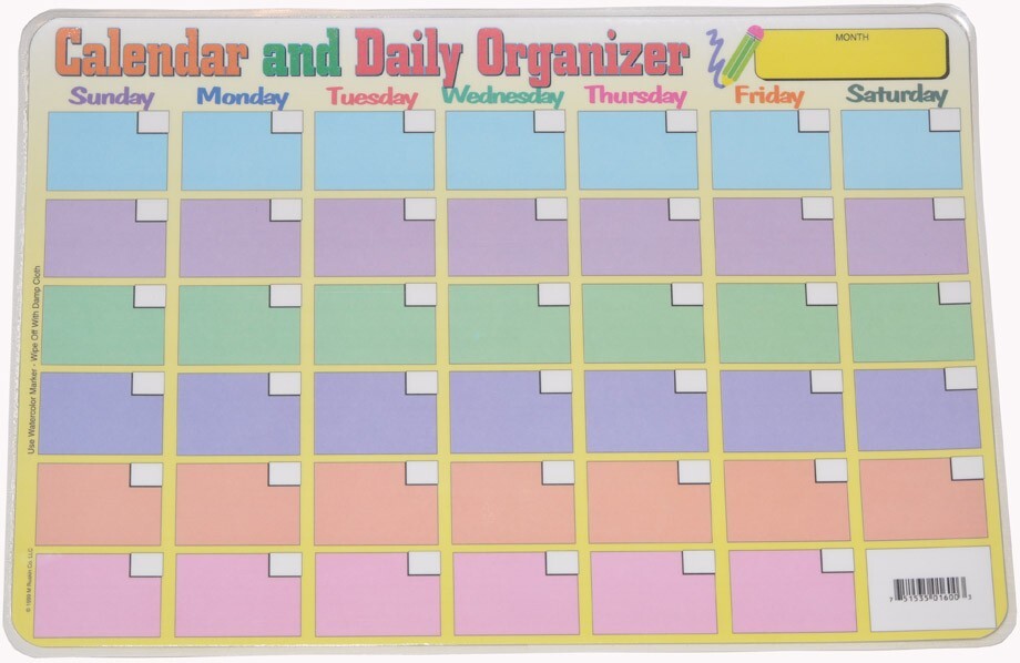 CHORES CALENDAR Daily Organiser Educational WIPE-OFF Painless Learning PLACEMAT