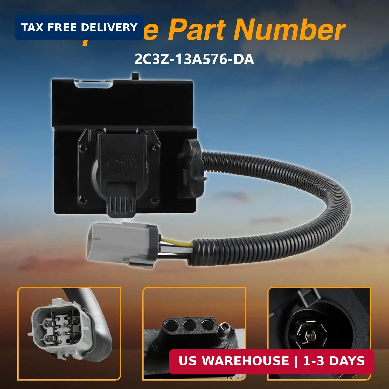 FUSCH 4 & 7 Pin Trailer Tow Wiring Harness Plug 4-Flat 7-Way Plug Adapter with M
