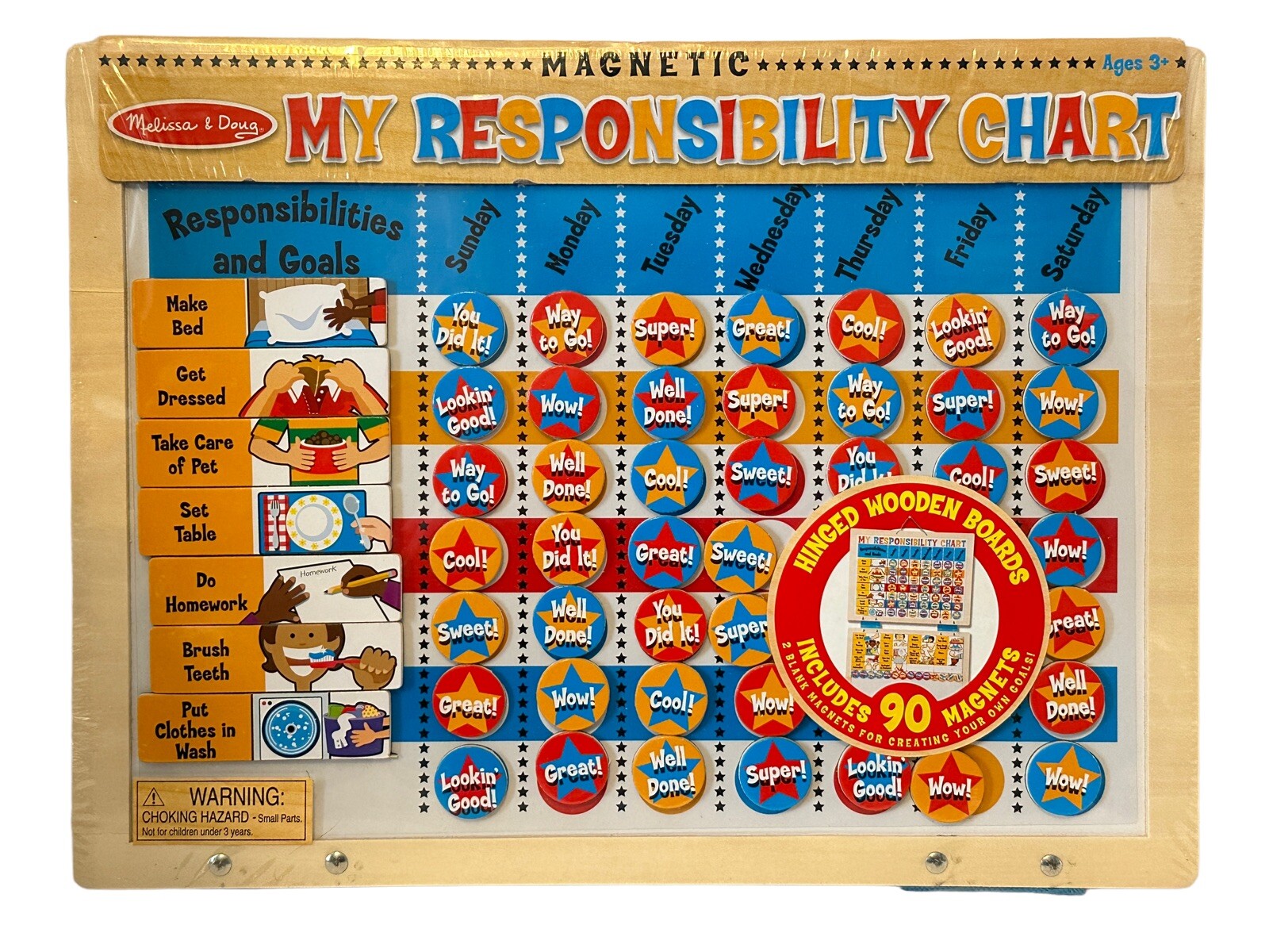 Melissa & Doug NEW My Responsibility Chart Magnetic 90 Magnets FACTORY SEALED