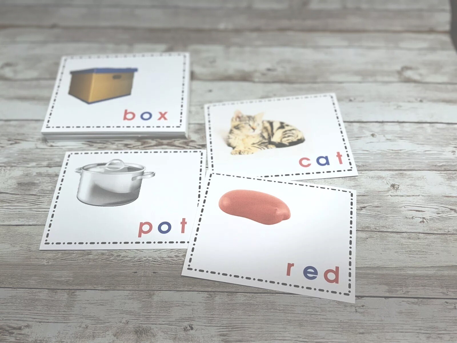 CVC Words – Picture & Word Cards for Learning Center 52 Cards- Teaching supplies